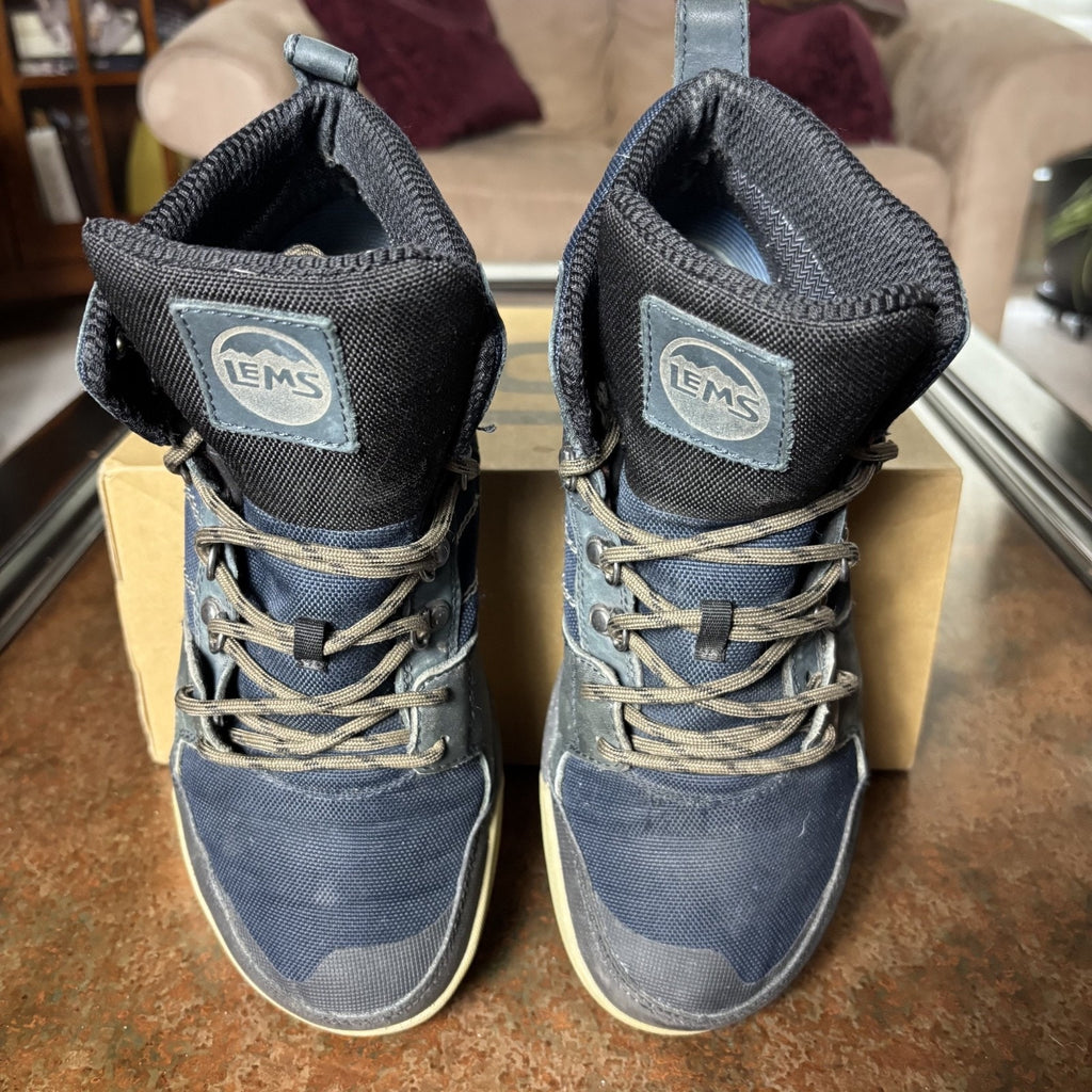 Lems Outlander Waterproof Hiking Boots Mens Size 9 Navy Blue Athletic Trail Shoe