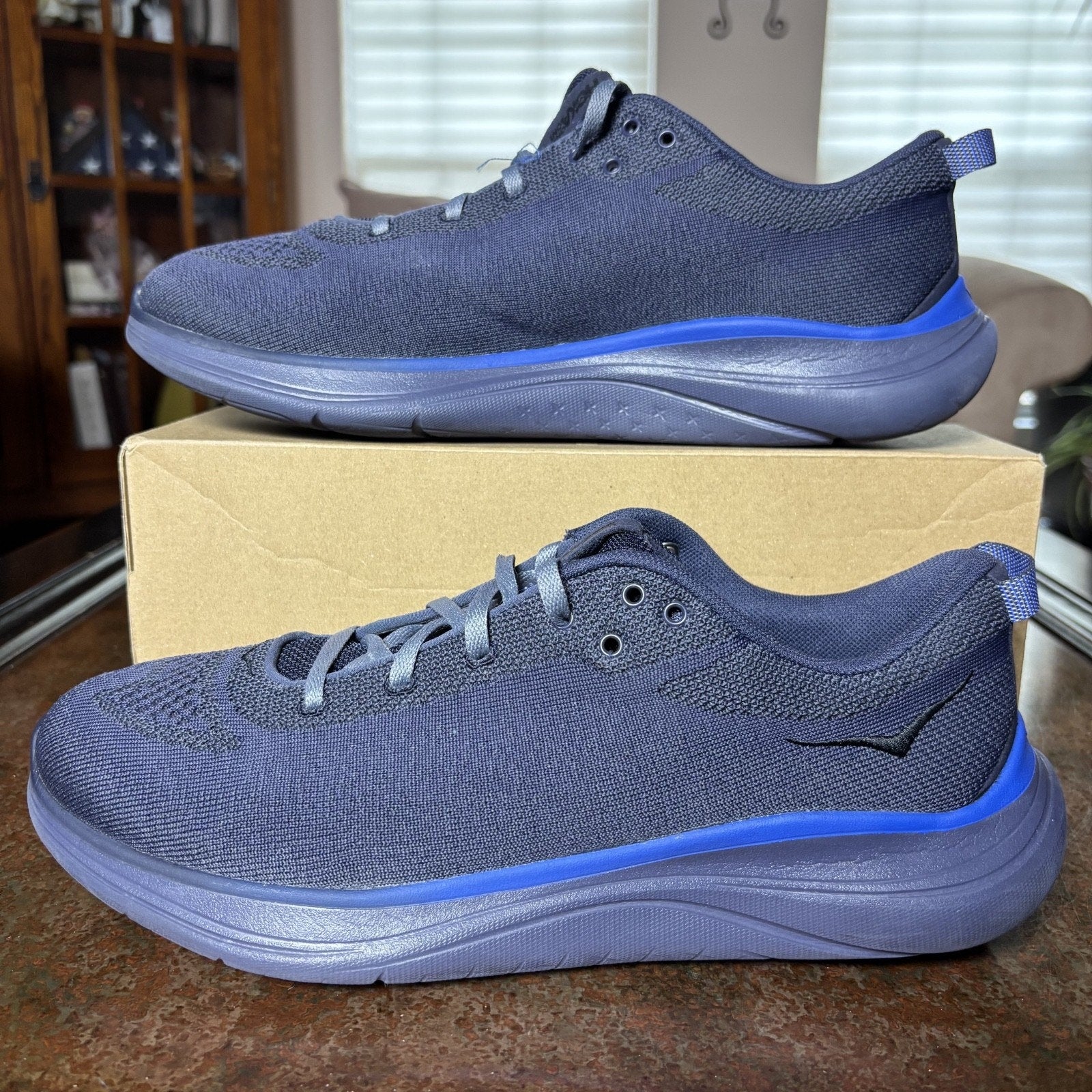 Hoka One One Hupana Flow Shoes Mens Size 12 Navy Blue Comfort Running Athletic