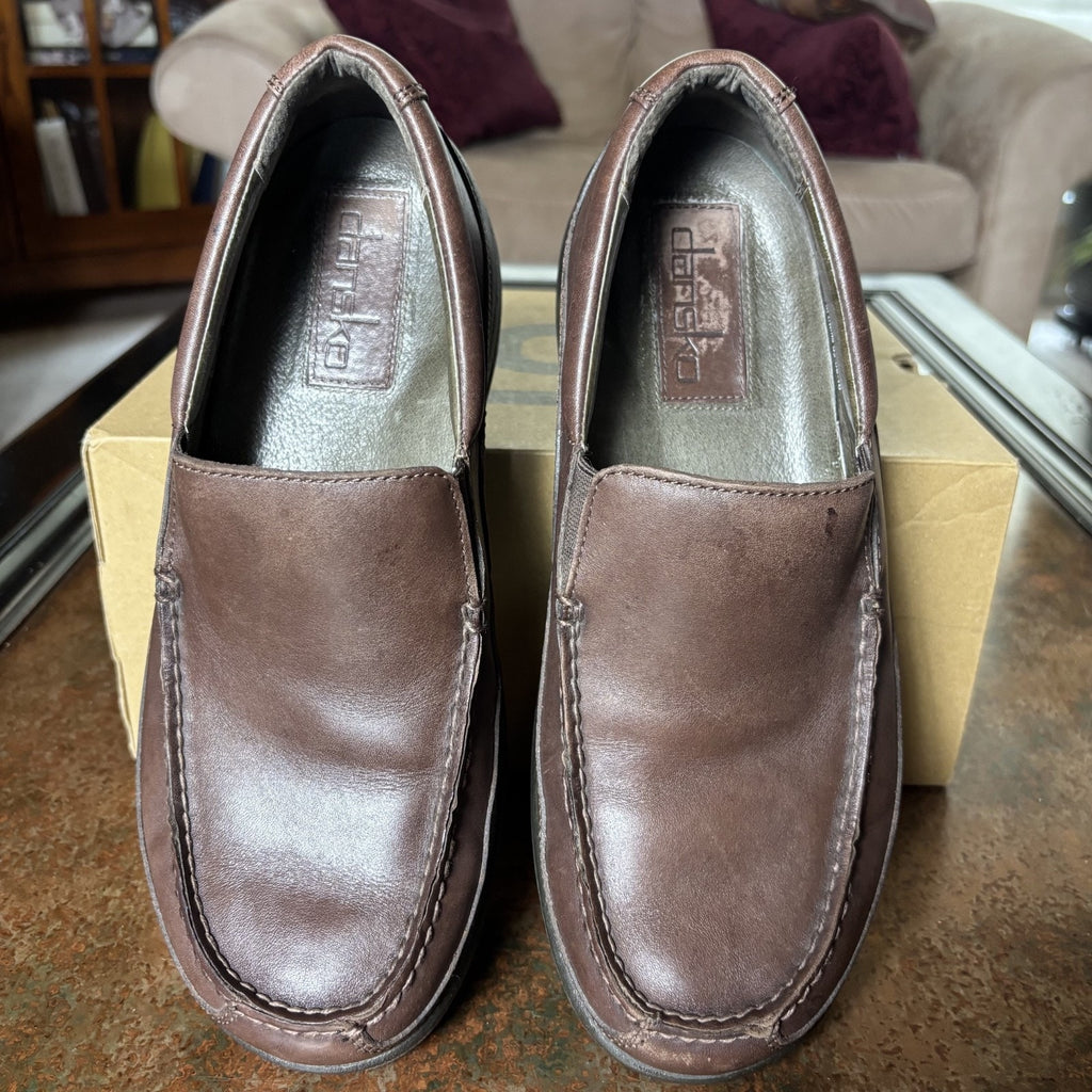 Dansko Wayne Loafers Mens Size 43 US 10 Leather Slip Resistant Brown Black Shoes
