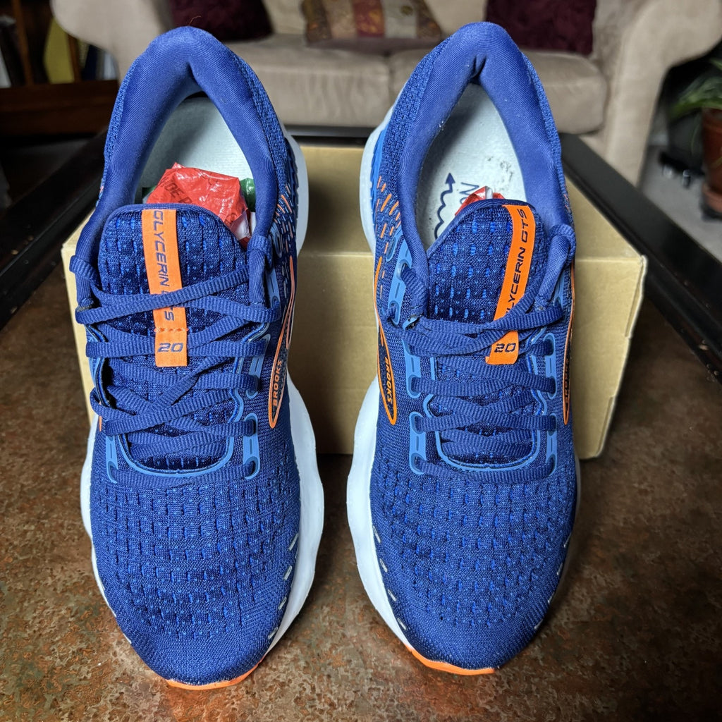 Brooks Glycerin GTS 20 Shoes Men's 9 Blue Orange Road Running Athletic Sneakers
