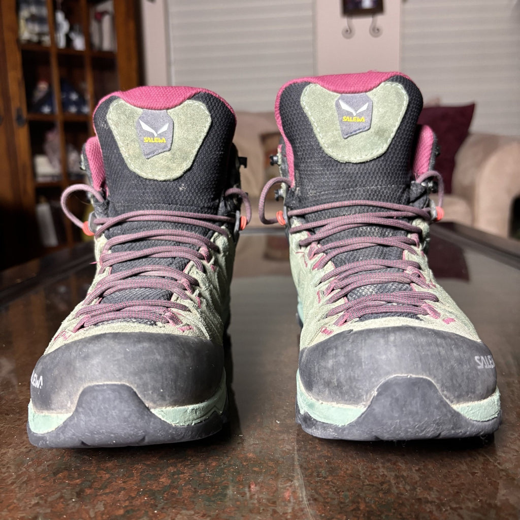 Salewa Alp Trainer 2 Mid Hiking Boots Women's 7.5 Green Trail Outdoor Waterproof