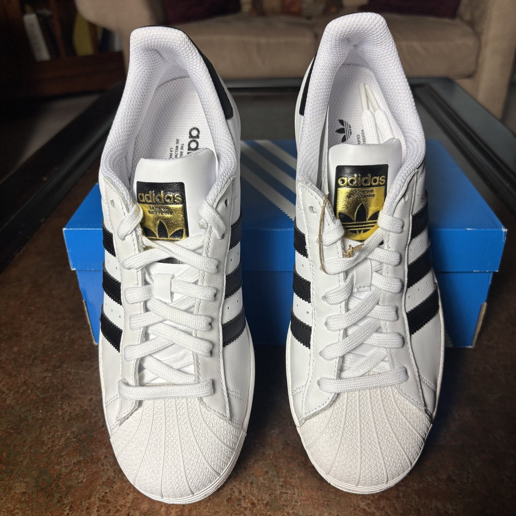 Adidas Superstar Shoes Mens Size 9.5 White Black Leather Casual Classic Sneakers