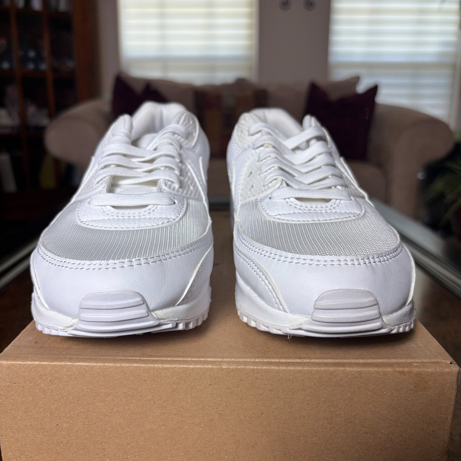 Nike Air Max 90 White Leather Mesh Athletic Lifestyle Sneakers Women's Sizes NEW