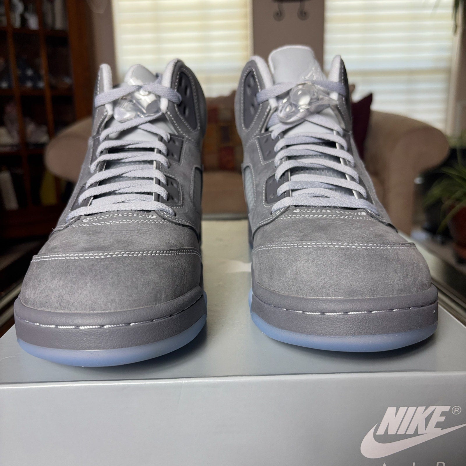 Nike Air Jordan 5 Retro Wolf Grey Suede Basketball Shoes Sneakers Mens Sizes New