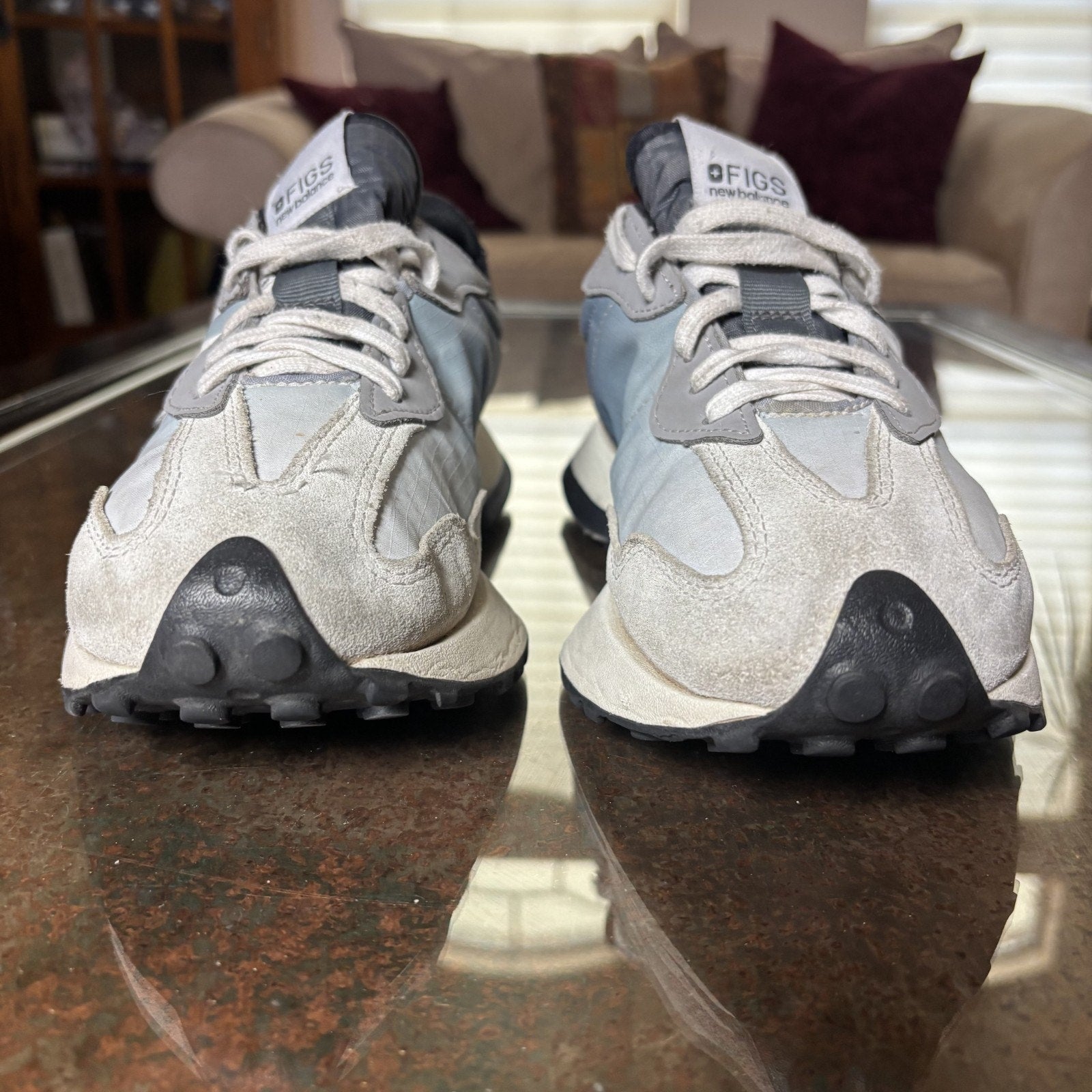 New Balance x FIGS 327 Shoes Men's 8.5 Grey Blue White Lifestyle Casual Sneakers