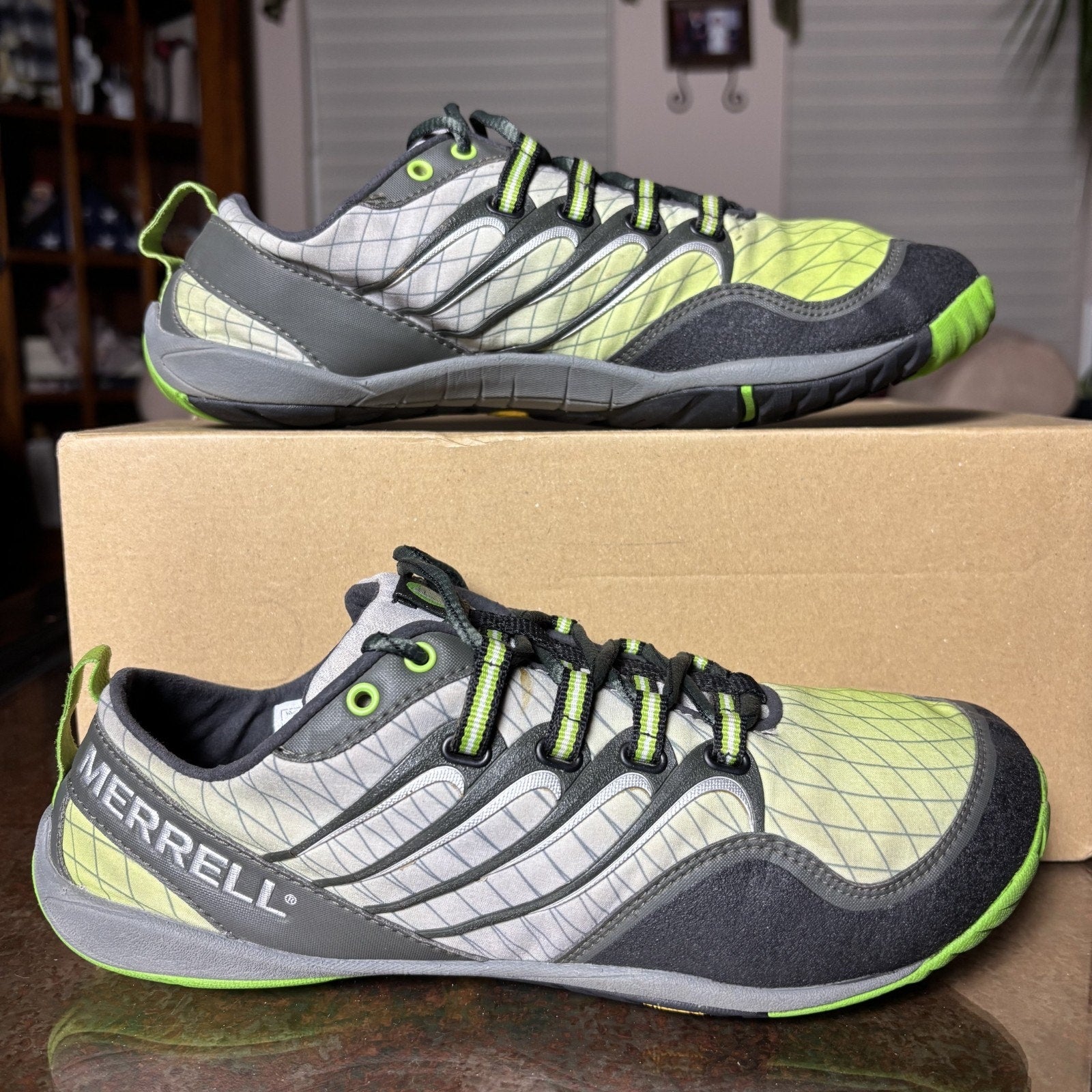 Merrell Sonic Glove Shoes Mens Sz 8 Grey Green Athletic Gym Barefoot Minimalist