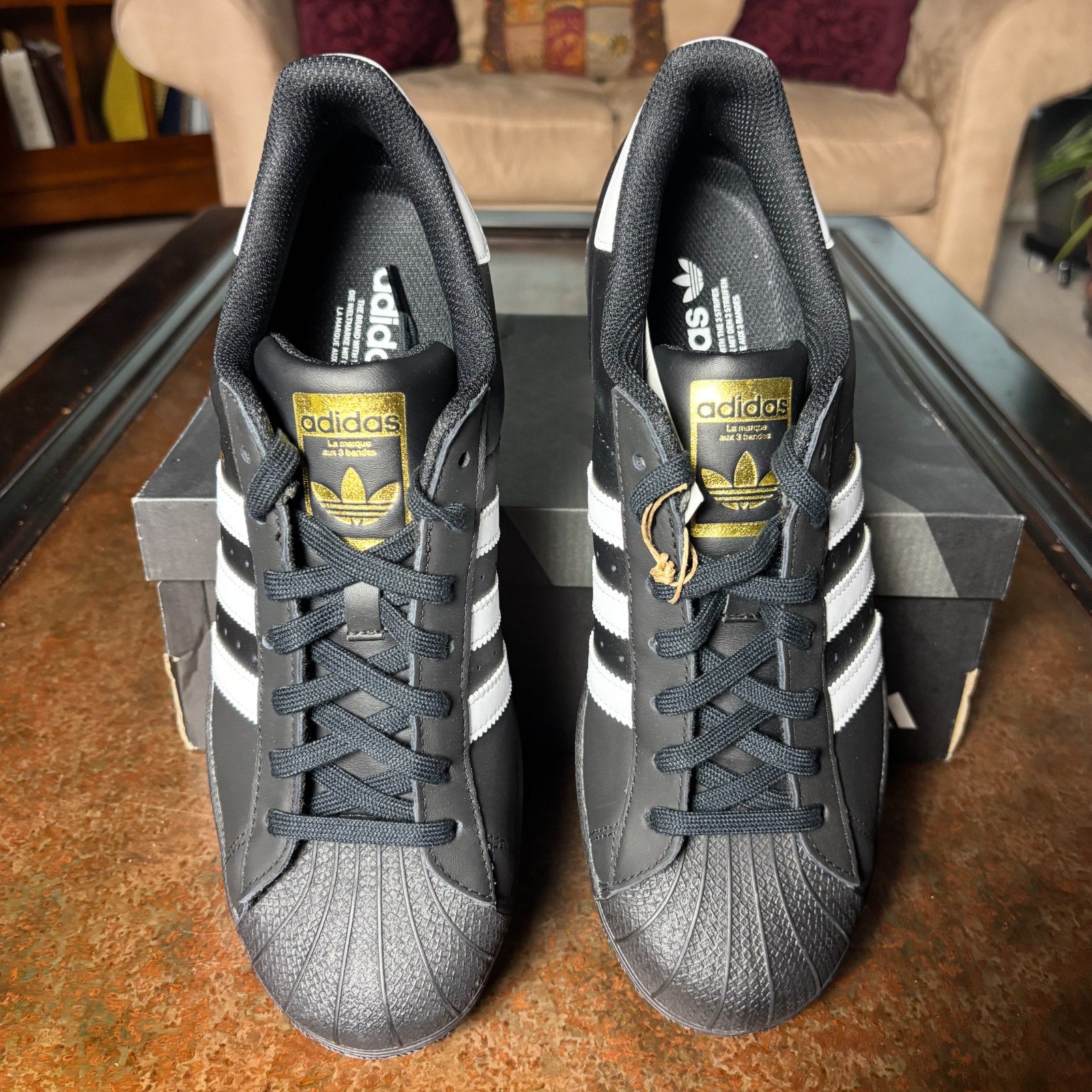 Adidas Originals Superstar Black White Leather Casual Shoes Sneakers Mens Sizes