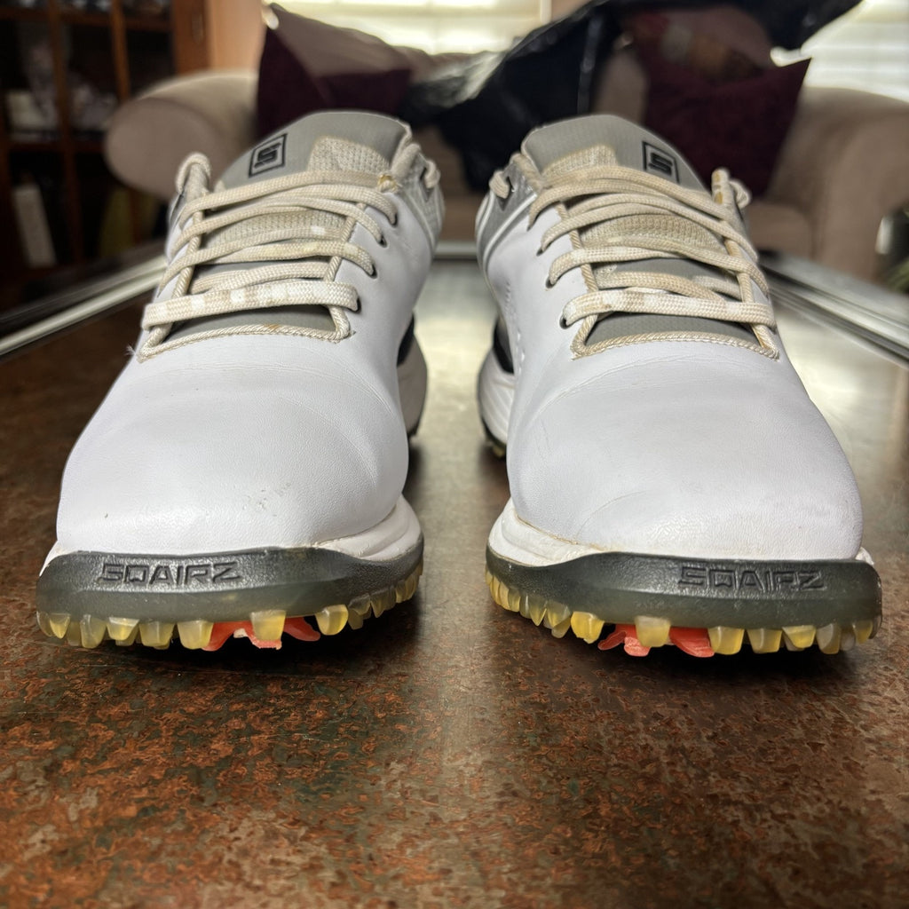 Sqairz Freedom Golf Shoes Women's Size 9 White Silver Soft Spike Sneakers Grass