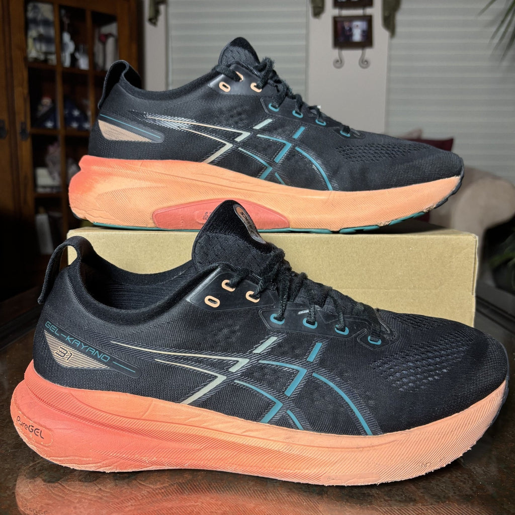Asics Gel Kayano 31 Shoes Men's 13 Black Orange Road Running Athletic Sneakers
