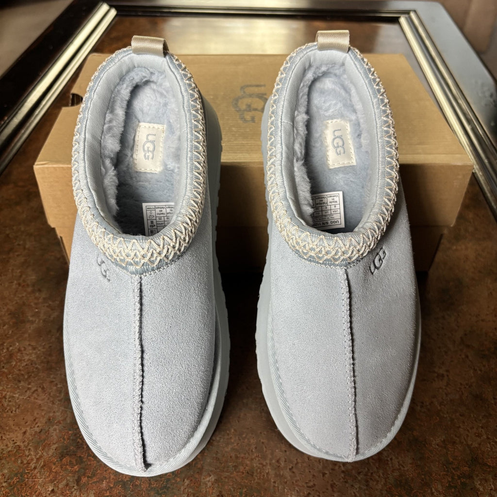 UGG Tazz Slippers Womens Size 8 Seafoam Blue Platform Sheepskin Comfort Warm NEW