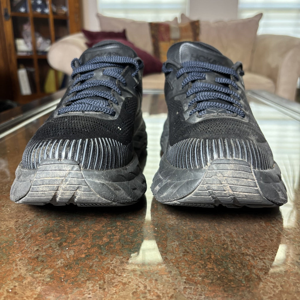 Hoka One One Bondi 7 Shoes Mens 12.5 Black Road Running Athletic Comfort Sneaker