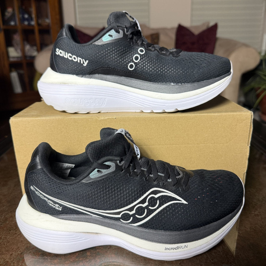 Saucony Endorphin Trainer Shoes Women's 8 Black White Road Running Comfort Gym