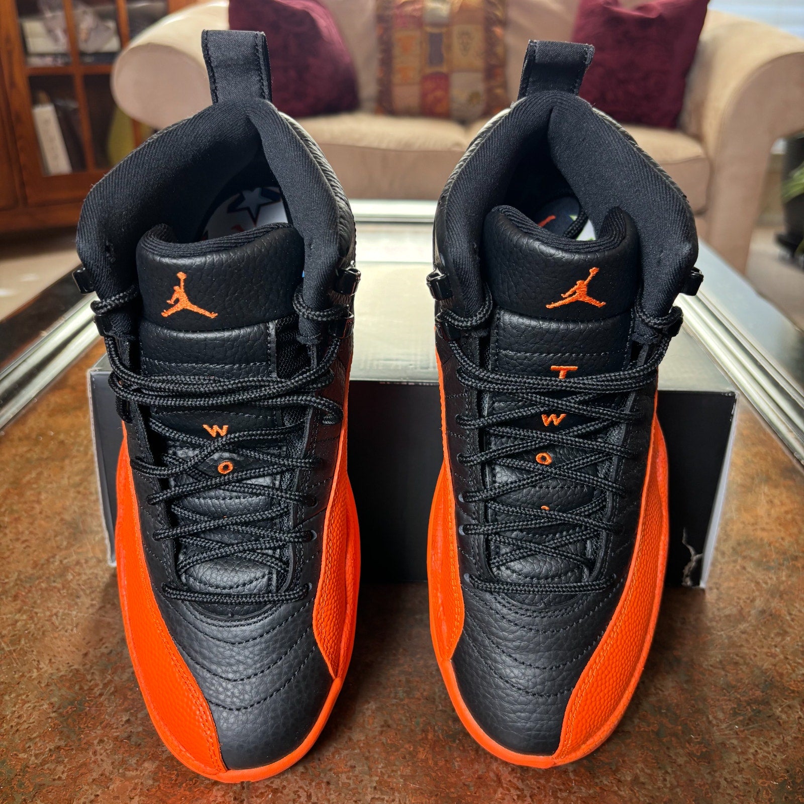 Nike Air Jordan 12 Retro WNBA Black Orange Basketball Shoes Sneaker Womens Sizes