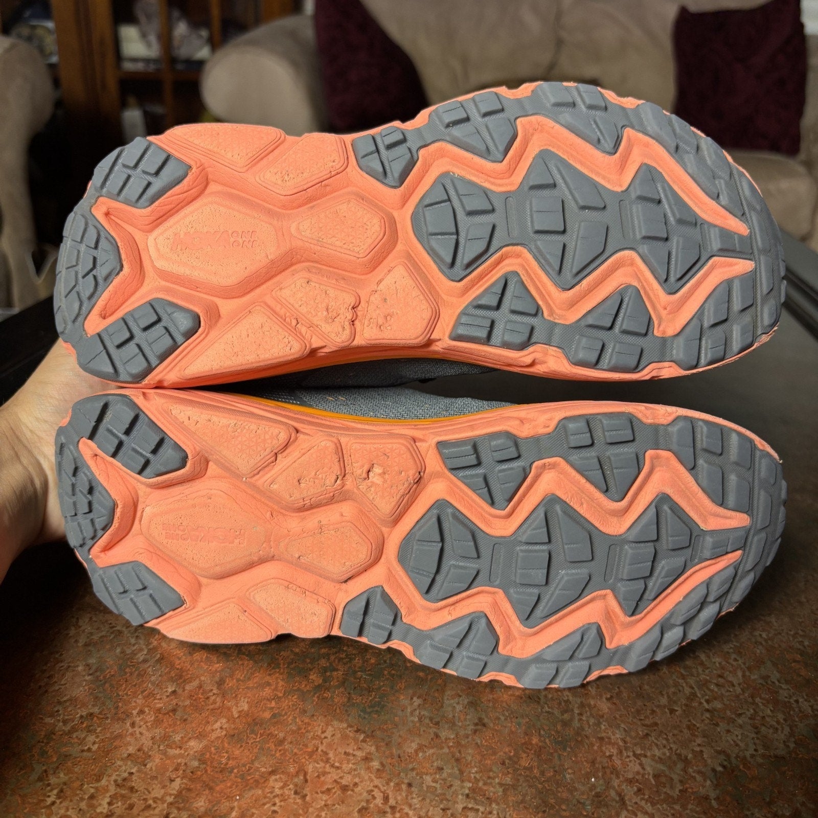 Hoka One One Challenger ATR 6 Shoes Women's Size 8.5 Grey Orange Trail Running