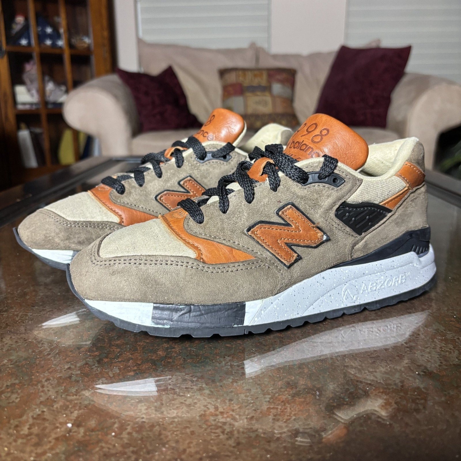 New Balance 998 Shoes Womens Size 7.5 Brown Leather Suede Lifestyle Gym Sneakers