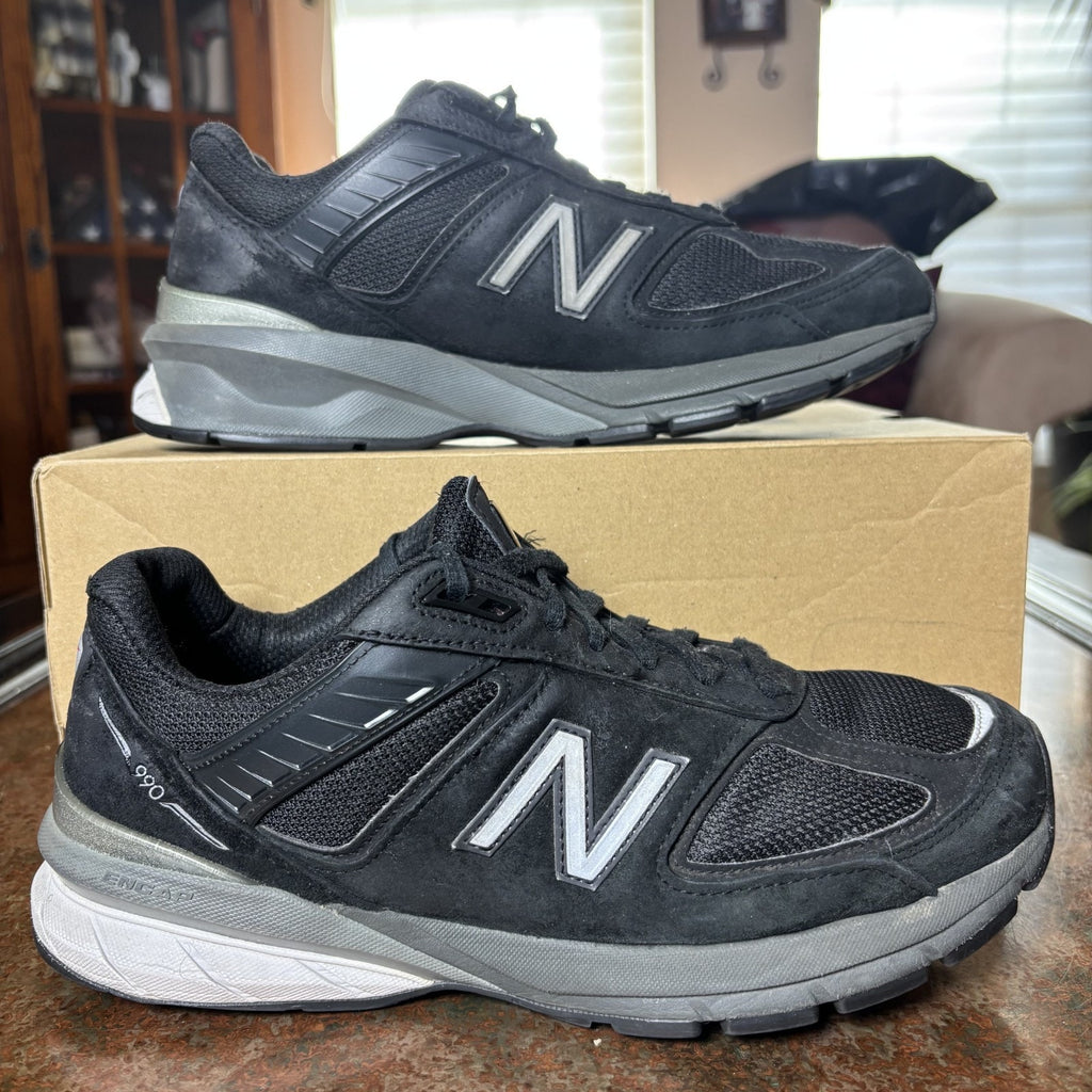 New Balance 990v5 Shoes Mens Size 7.5 4E Wide Black Silver Athletic Gym Sneakers