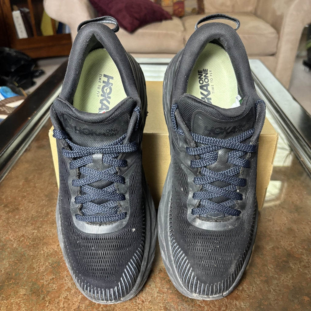 Hoka One One Bondi 7 Shoes Mens 12.5 Black Road Running Athletic Comfort Sneaker