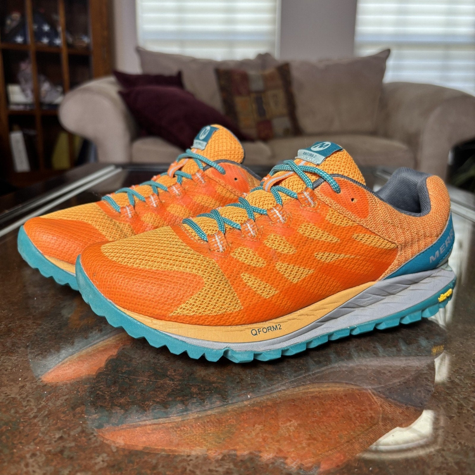 Merrell Antora 2 Shoes Women's 8 Orange Trail Running Hiking Athletic Sneakers