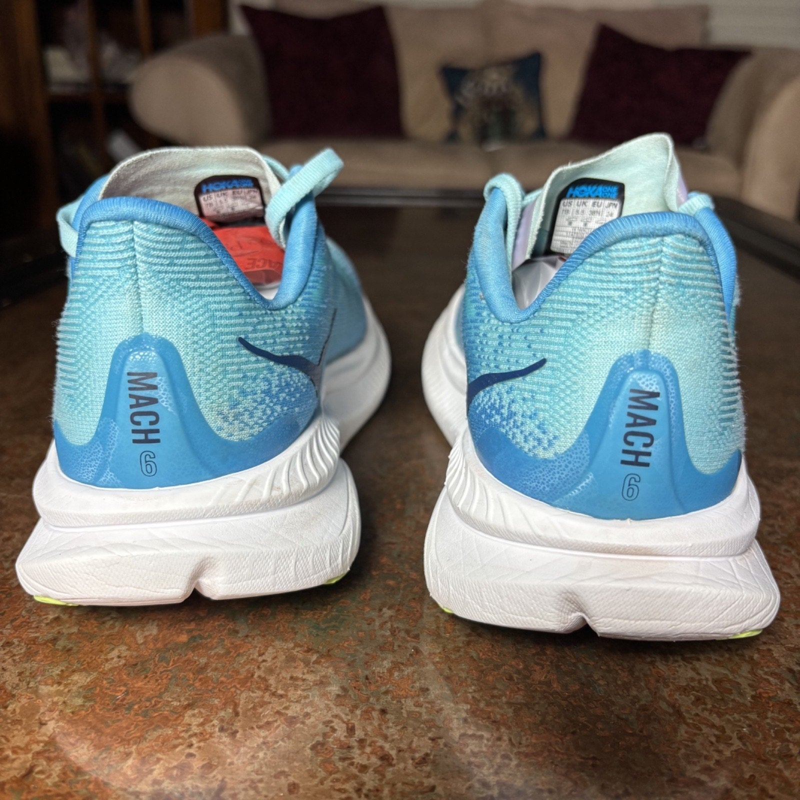 Hoka One One Mach 6 Shoes Women's Size 7 Blue Road Running Athletic Gym Sneakers