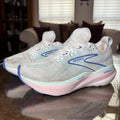 Brooks Glycerin 22 Womens 6 D Wide White Blue Pink Walking Running Shoes Sneaker