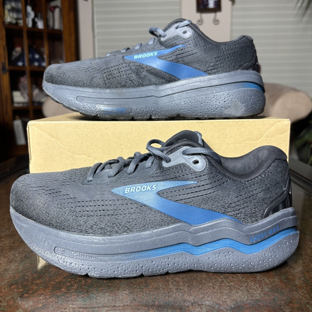 Brooks Ghost Max 2 Shoes Mens 10 4E Wide Black Blue Athletic Running Sneakers