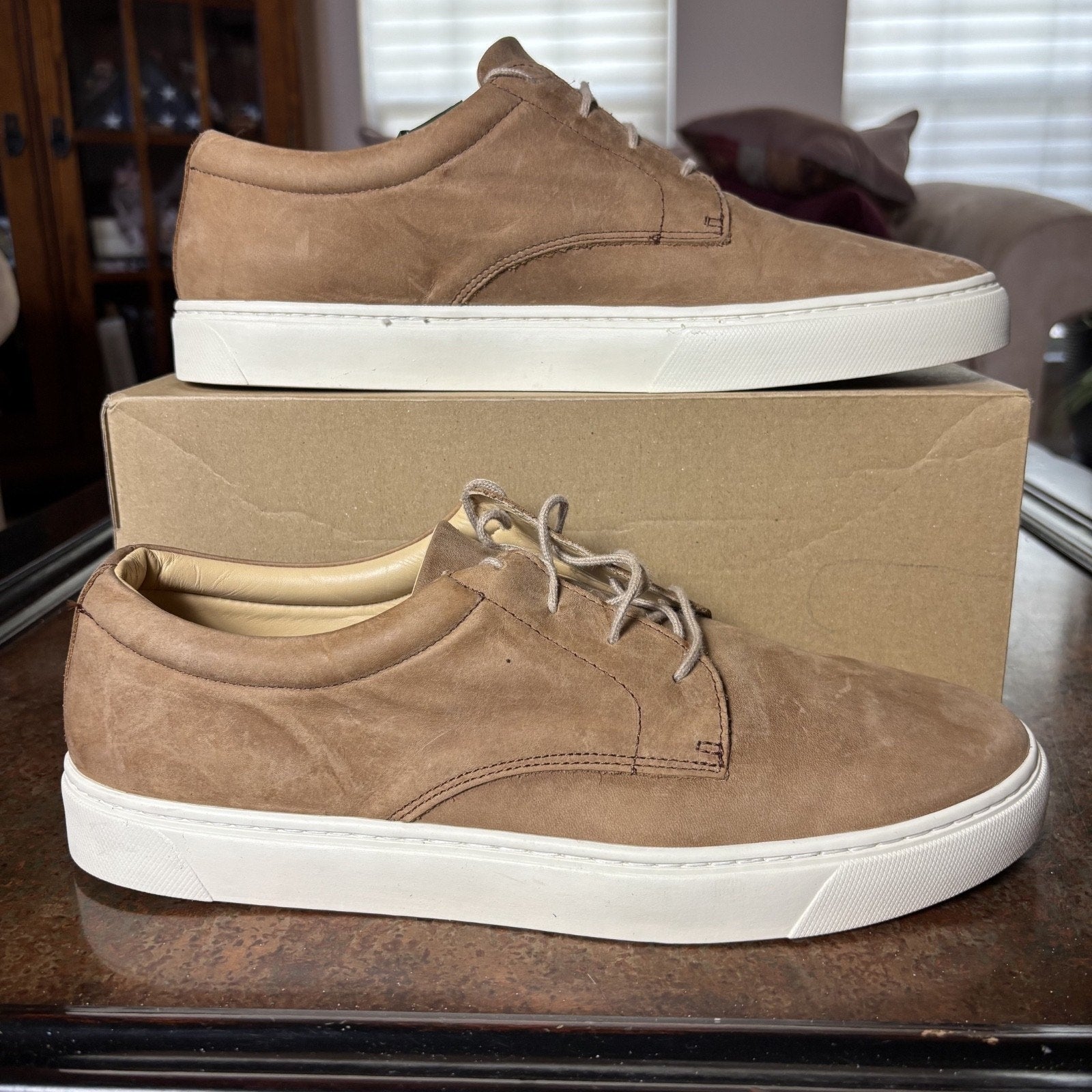 Nisolo Diego Shoes Men's 11 Tan White Comfort Casual Lifestyle Vibram Sneakers