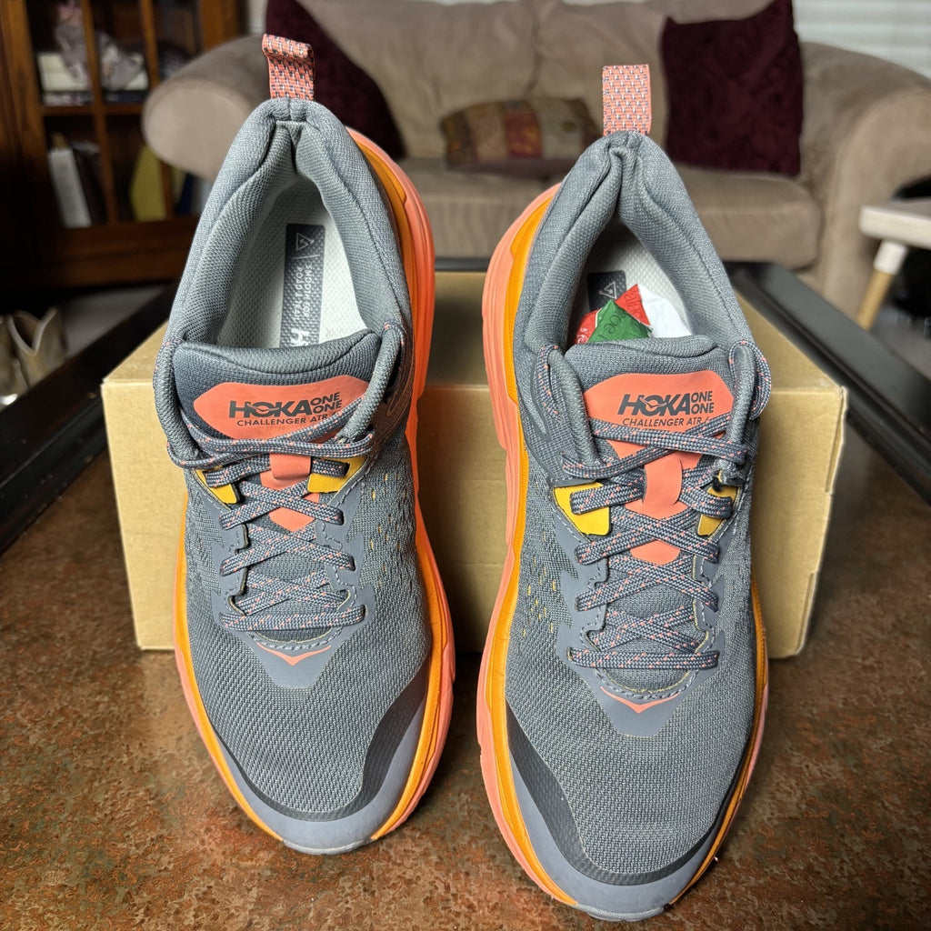 Hoka One One Challenger ATR 6 Shoes Women's Size 8.5 Grey Orange Trail Running