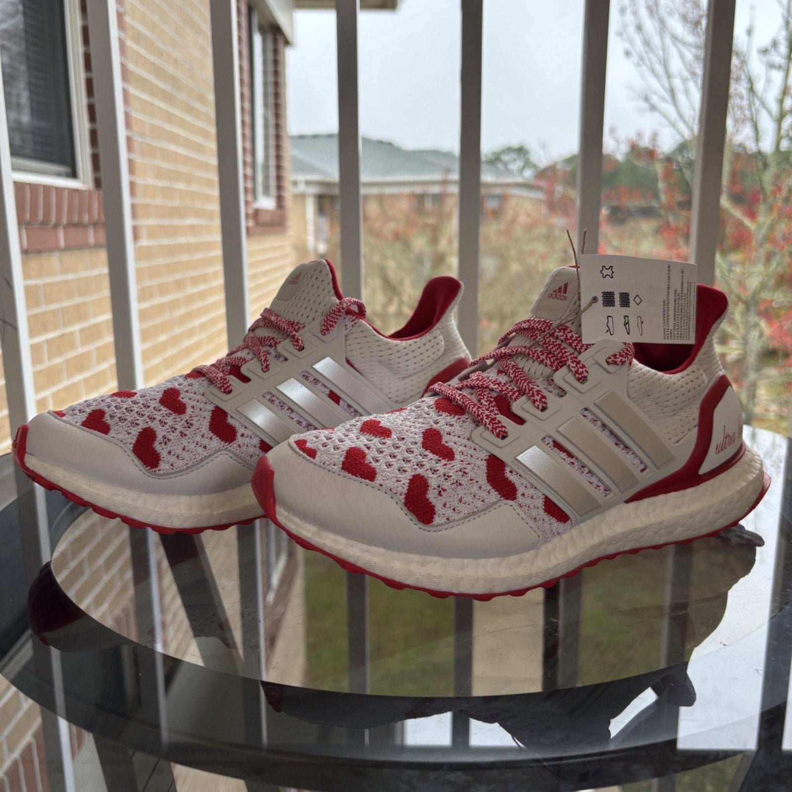 Adidas Ultra Boost 1.0 Shoes Women's Size 7.5 Valentine’s Day White Red Sneakers