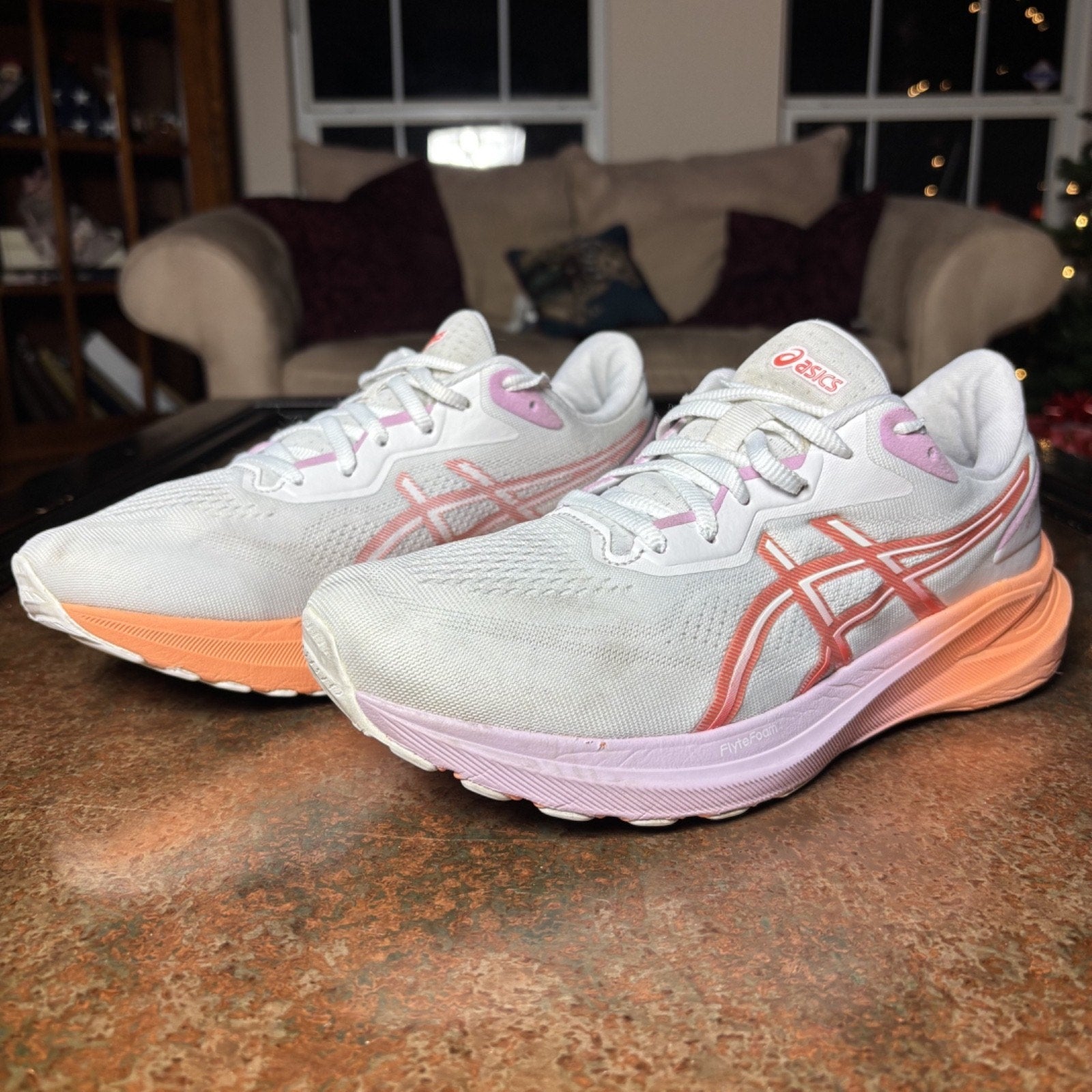 ASICS GT-1000 13 Shoes Women’s 10 White Orange Running Jogging Athletic Sneakers