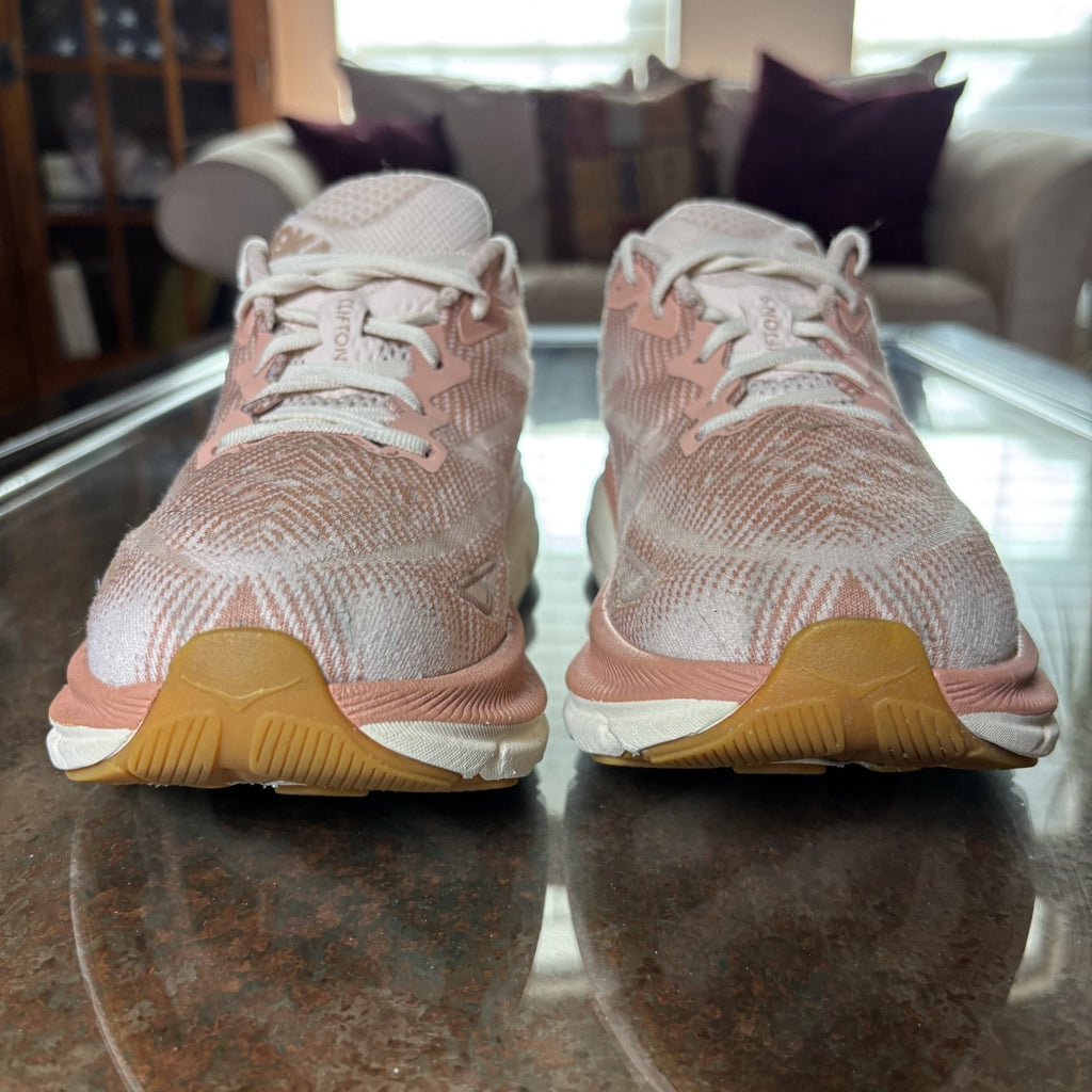 Hoka One One Clifton 9 Shoes Womens Size 9.5 Pink Road Running Athletic Sneakers