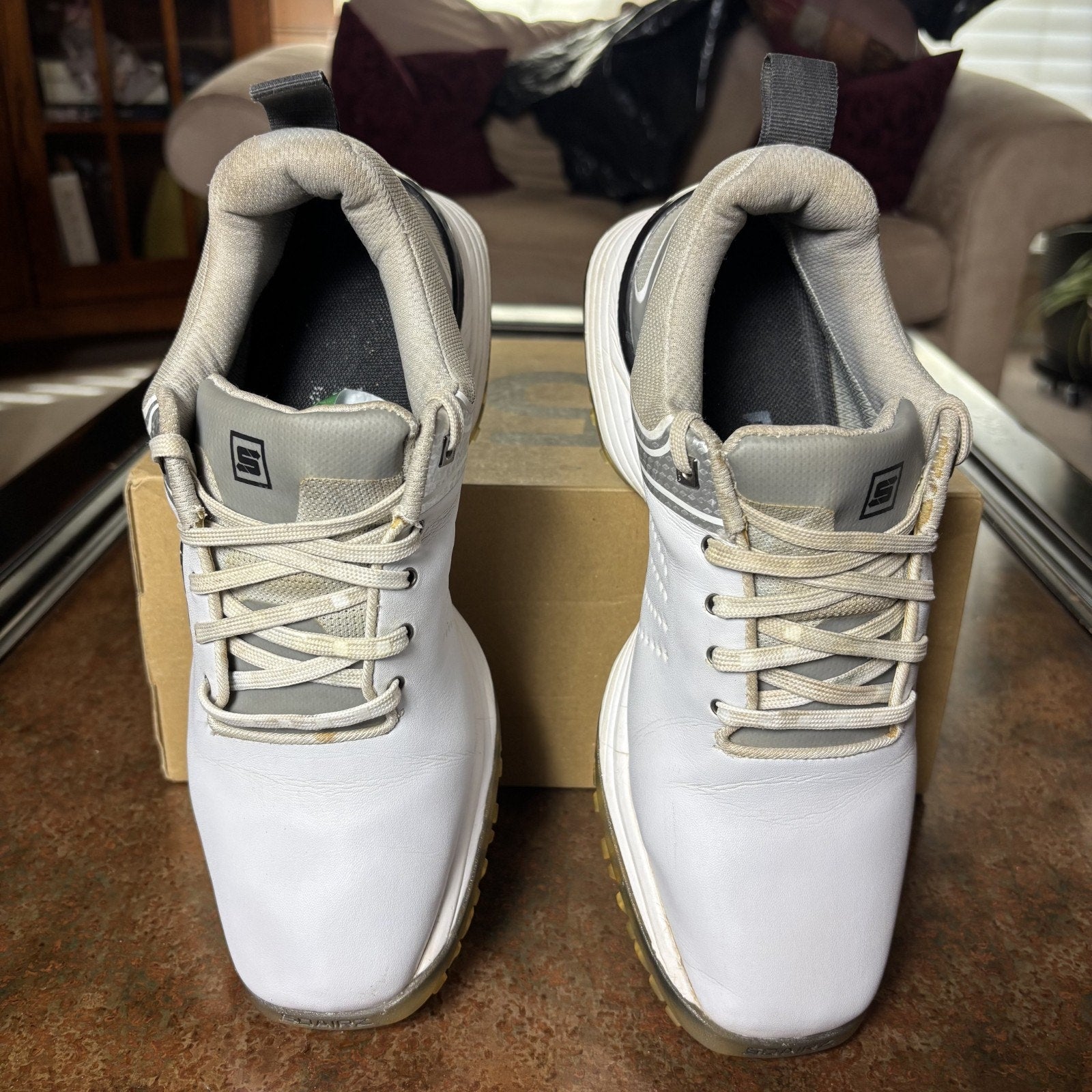 Sqairz Freedom Golf Shoes Women's Size 9 White Silver Soft Spike Sneakers Grass