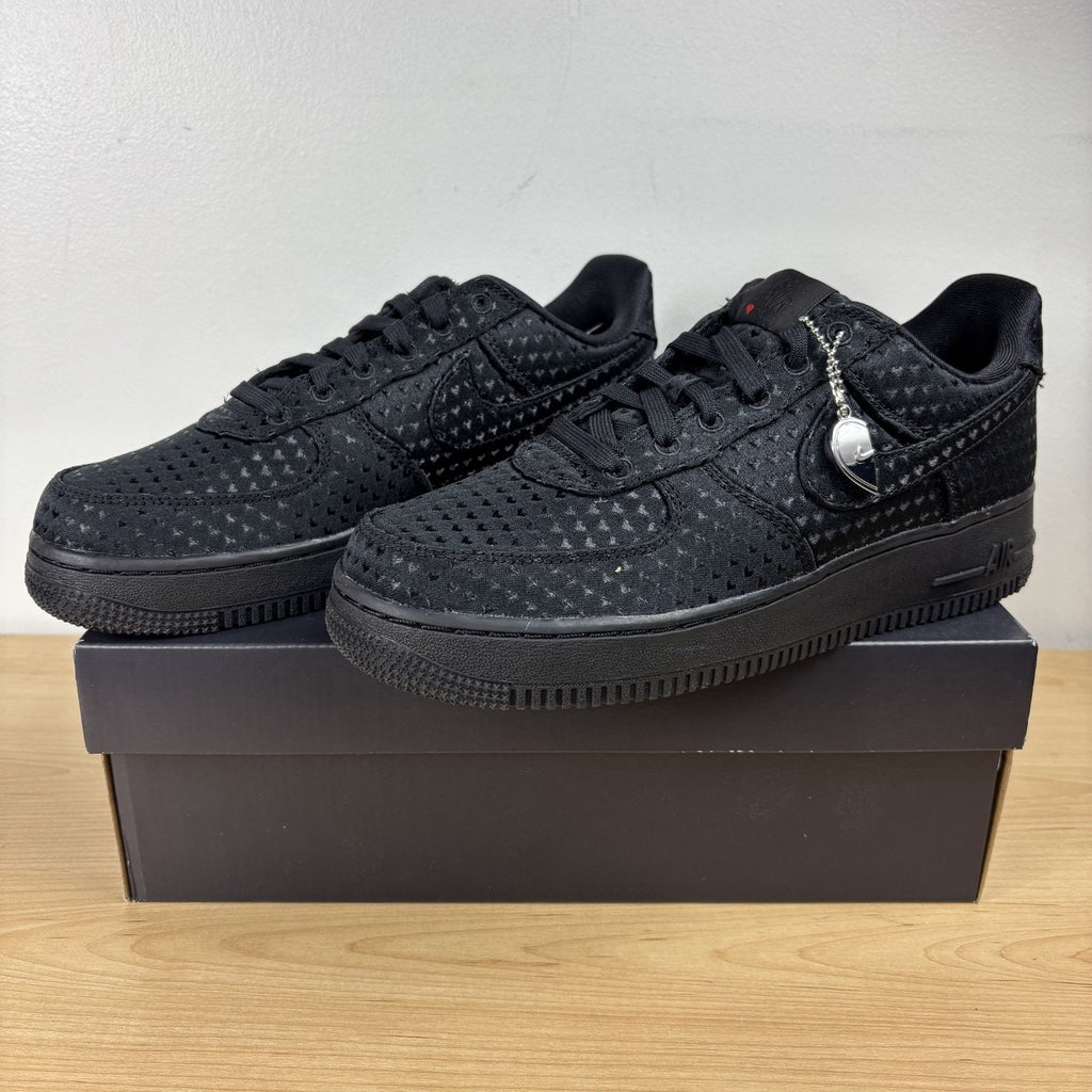 Nike Air Force 1 Low Valentine's Day Sneakers Women's Size 8.5 Black Lifestyle