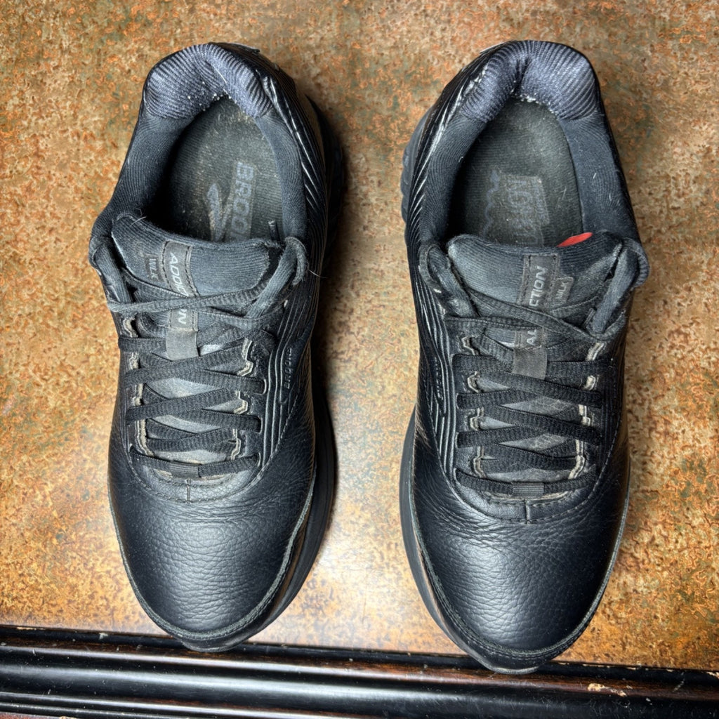 Brooks Addiction Walker 2 Shoes Womens 8.5 D Wide Black Leather Comfort Sneakers