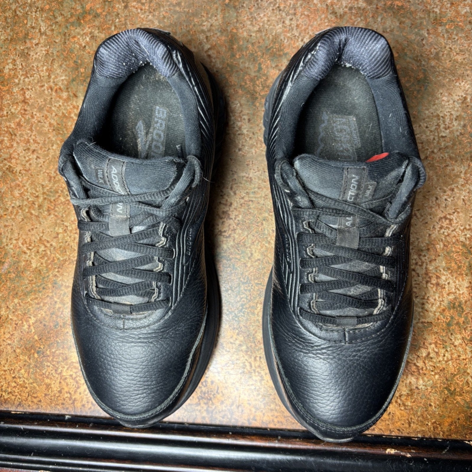 Brooks Addiction Walker 2 Shoes Womens 8.5 D Wide Black Leather Comfort Sneakers