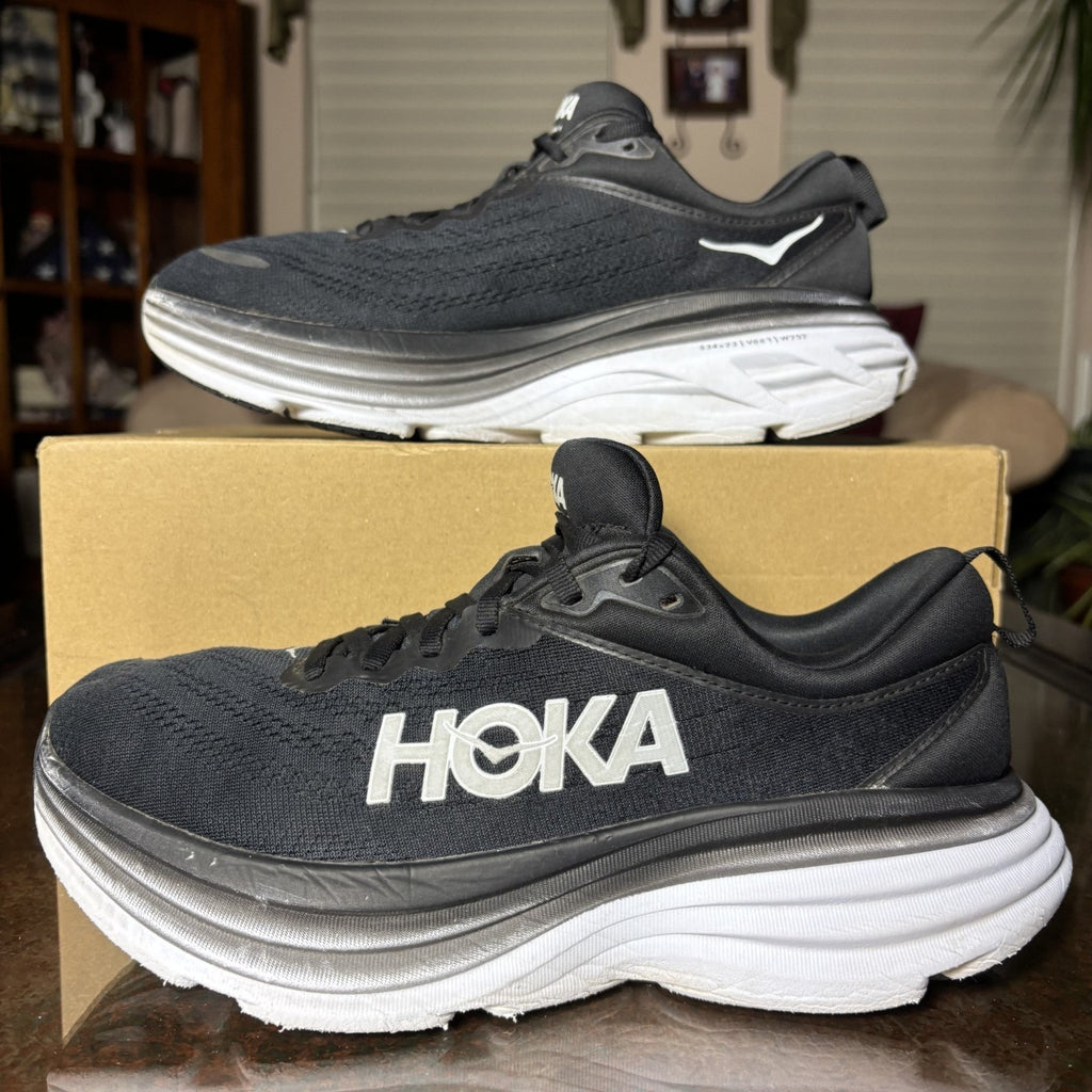 Hoka One One Bondi 8 Shoes Women's 8.5 Black Road Running Athletic Gym Sneakers