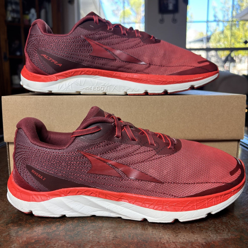 Altra Rivera 2 Road Running Shoes Mens Sz 9 Red Athletic Zero Drop Gym Sneakers