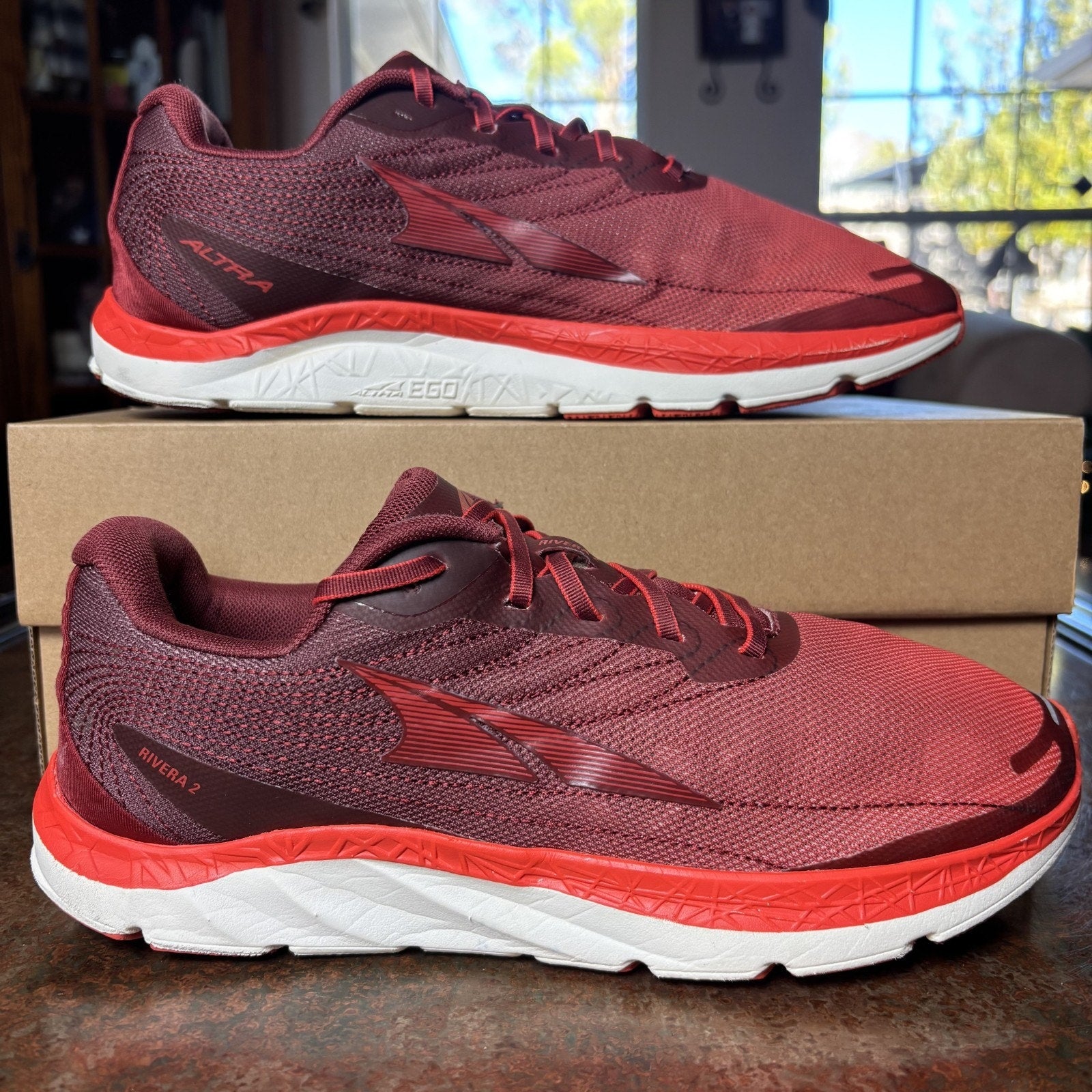 Altra Rivera 2 Road Running Shoes Mens Sz 9 Red Athletic Zero Drop Gym Sneakers