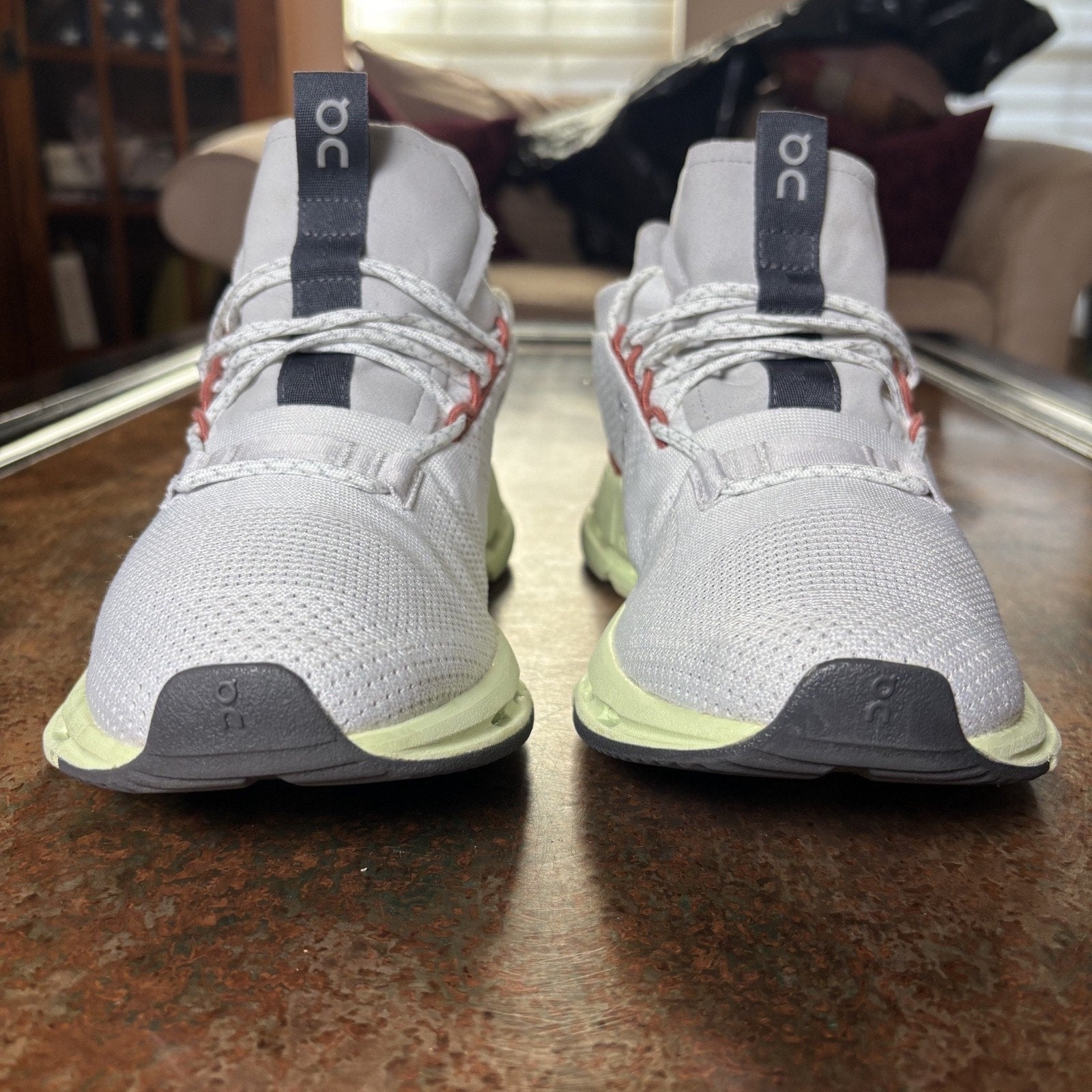 On Cloudnova Shoes Womens Size 8.5 White Lime Road Running Athletic Gym Sneakers