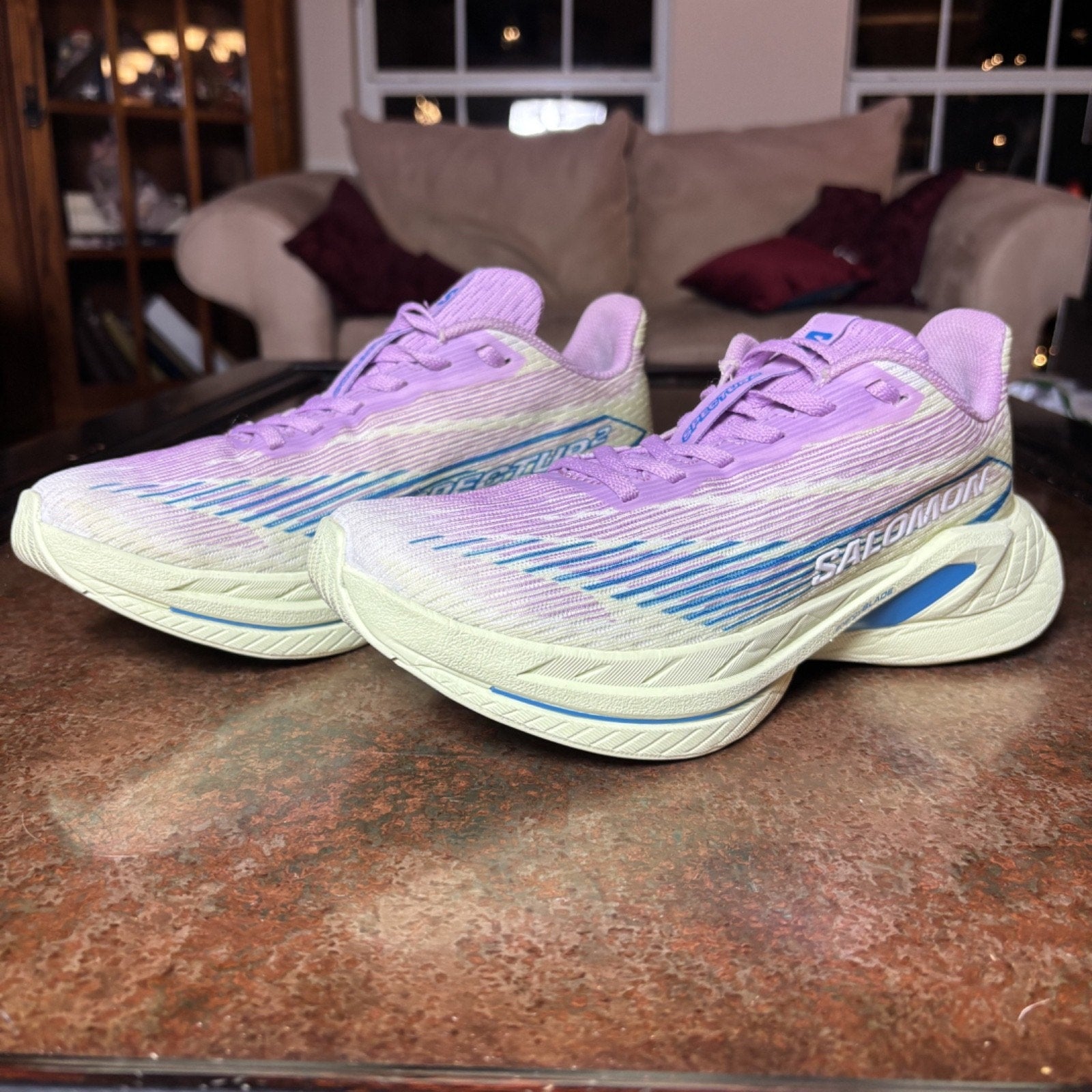Salomon Spectur 2 Shoes Women's 7.5 Green Purple Road Running Athletic Sneakers