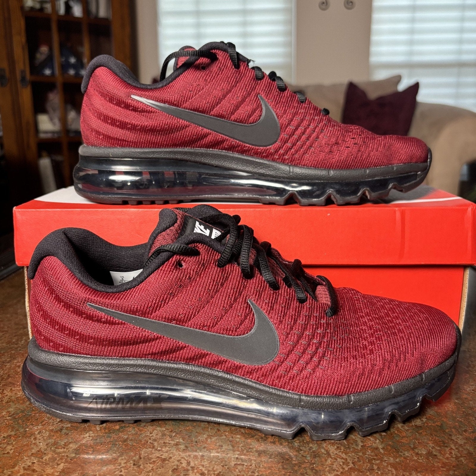 Nike Air Max 2017 Shoes Mens Size 8 Team Red Athletic Running Training Sneakers