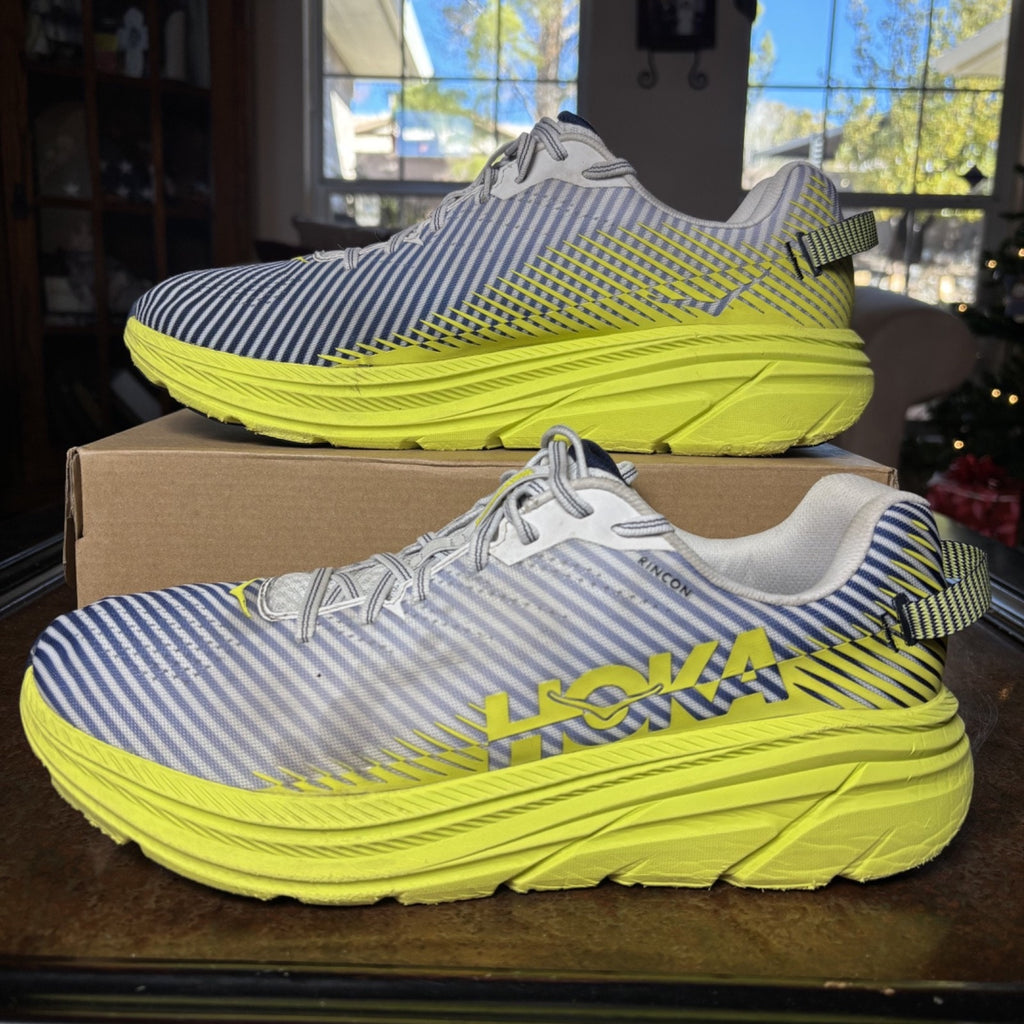 Hoka One One Rincon 2 Shoes Men's Size 12.5 Grey Volt Running Athletic Sneakers