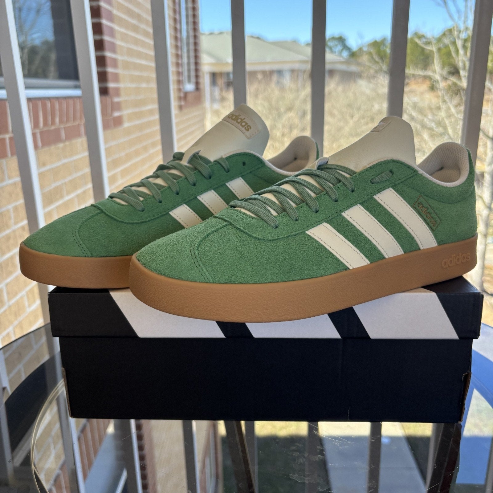 Adidas VL Court 2.0 Shoes Mens Size 10 Green White Casual Lifestyle Sneakers NEW