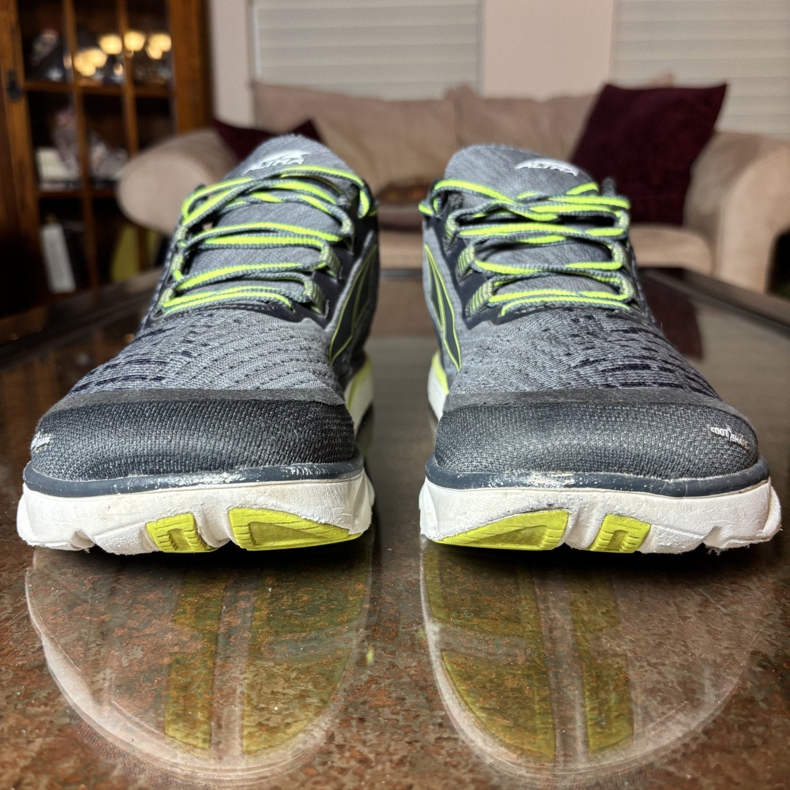 Altra Torin Knit 3.5 Shoes Mens 10 Grey Neon Athletic Running Zero Drop Sneakers