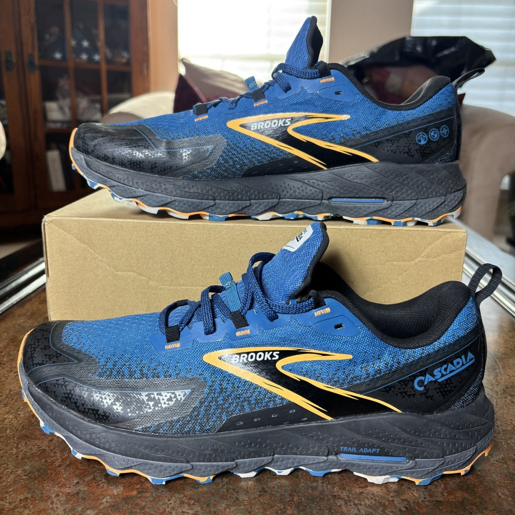 Brooks Cascadia 18 Shoes Mens Size 12.5 Blue Black Trail Running Hiking Sneakers