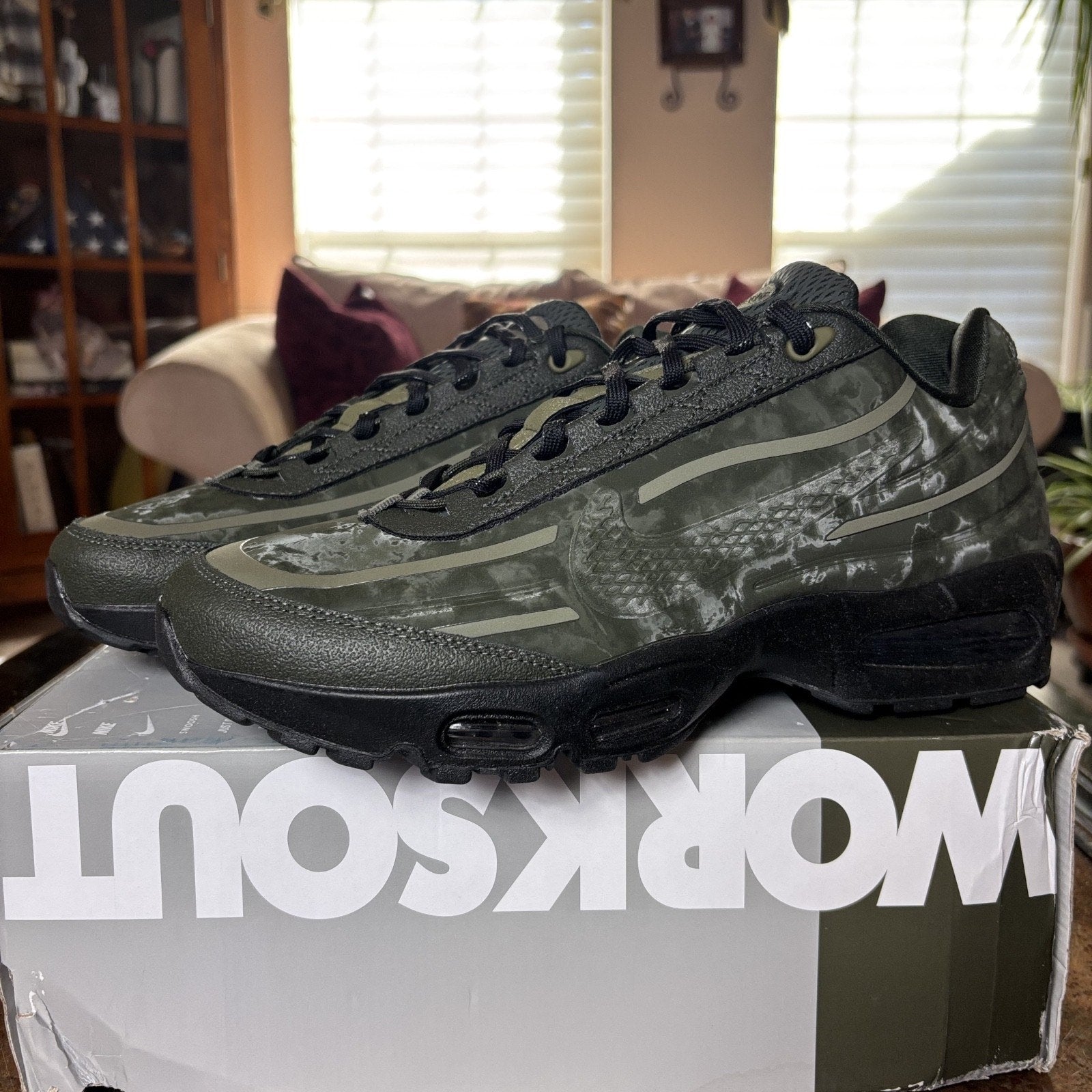 Nike Air Max 95 SP x WORKSOUT Shoes Mens Size 12 Olive Green Black Sneakers NEW