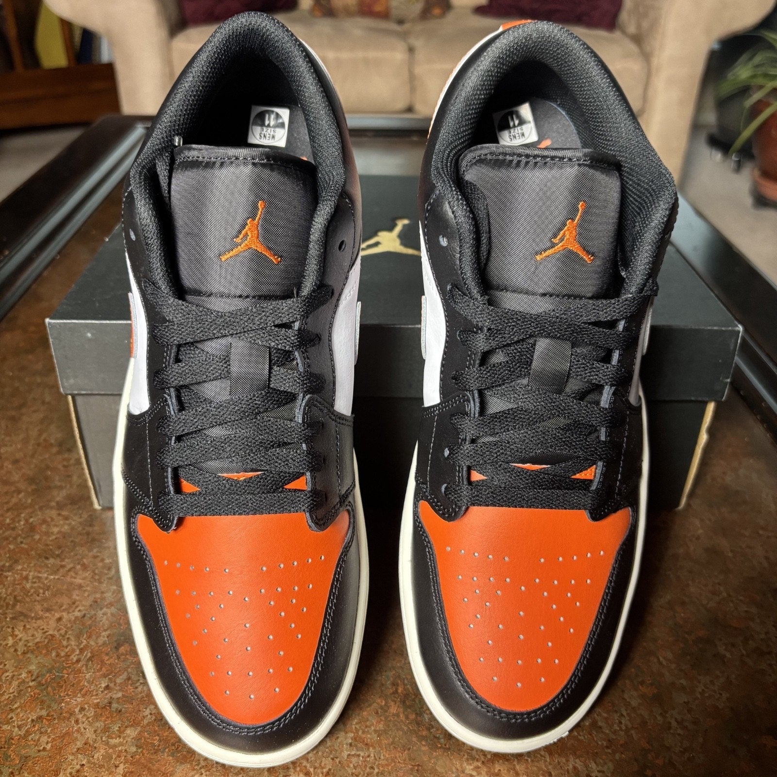 Nike Air Jordan 1 Low Shoes Mens Size 11 Orange White Black Basketball Sneakers