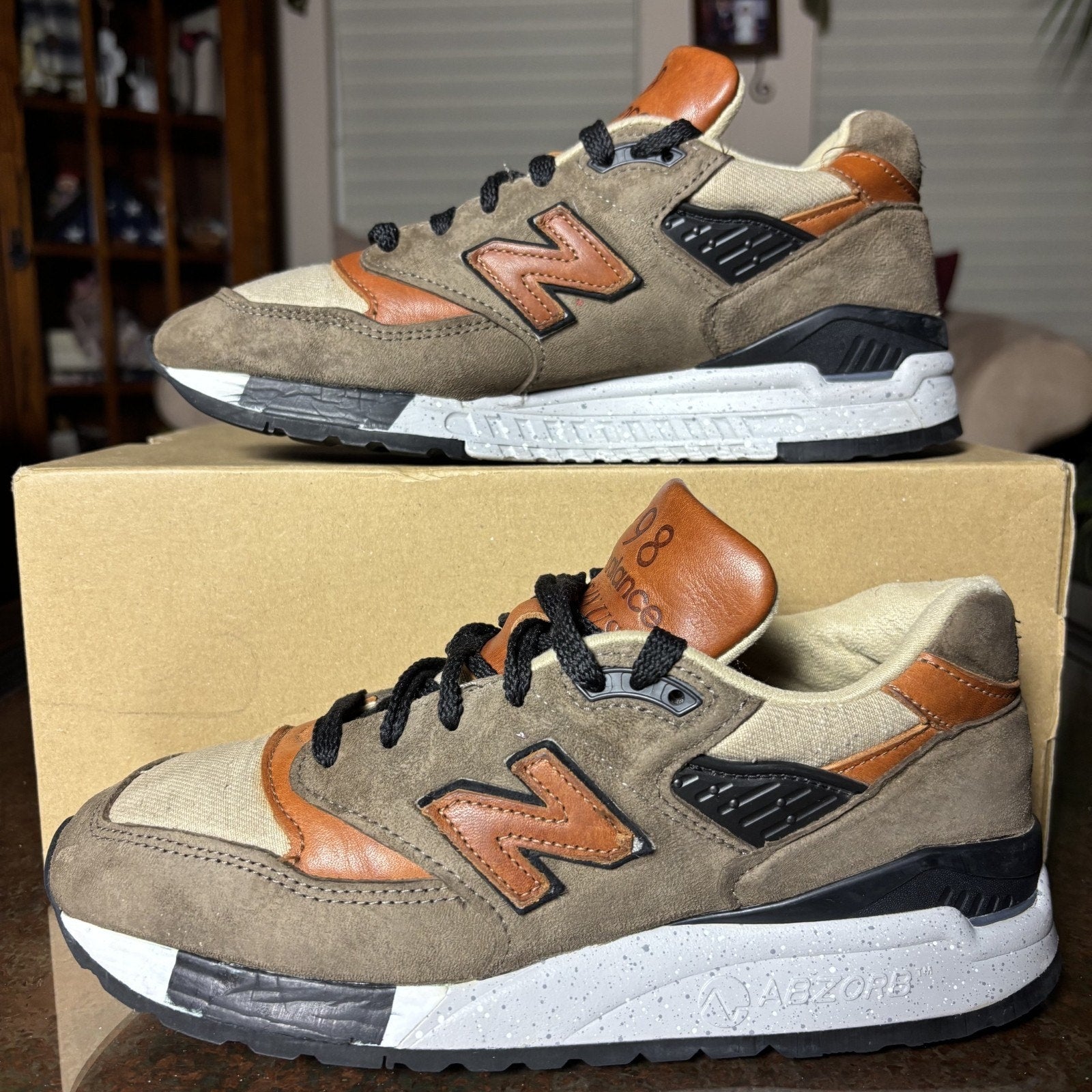 New Balance 998 Shoes Womens Size 7.5 Brown Leather Suede Lifestyle Gym Sneakers
