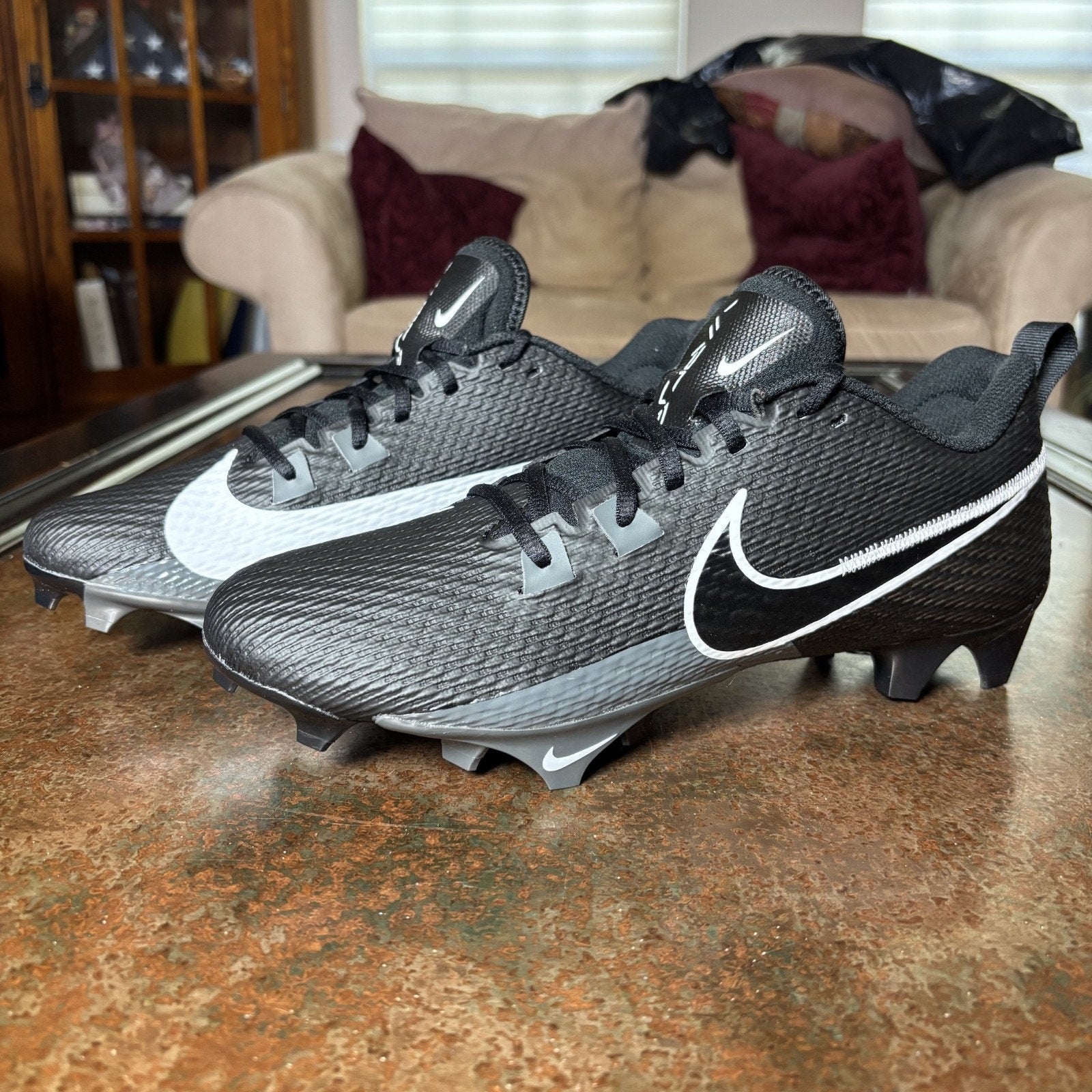 Nike Vapor Edge Speed 360 2 Football Cleats Mens Size 14 Black Grey White NEW