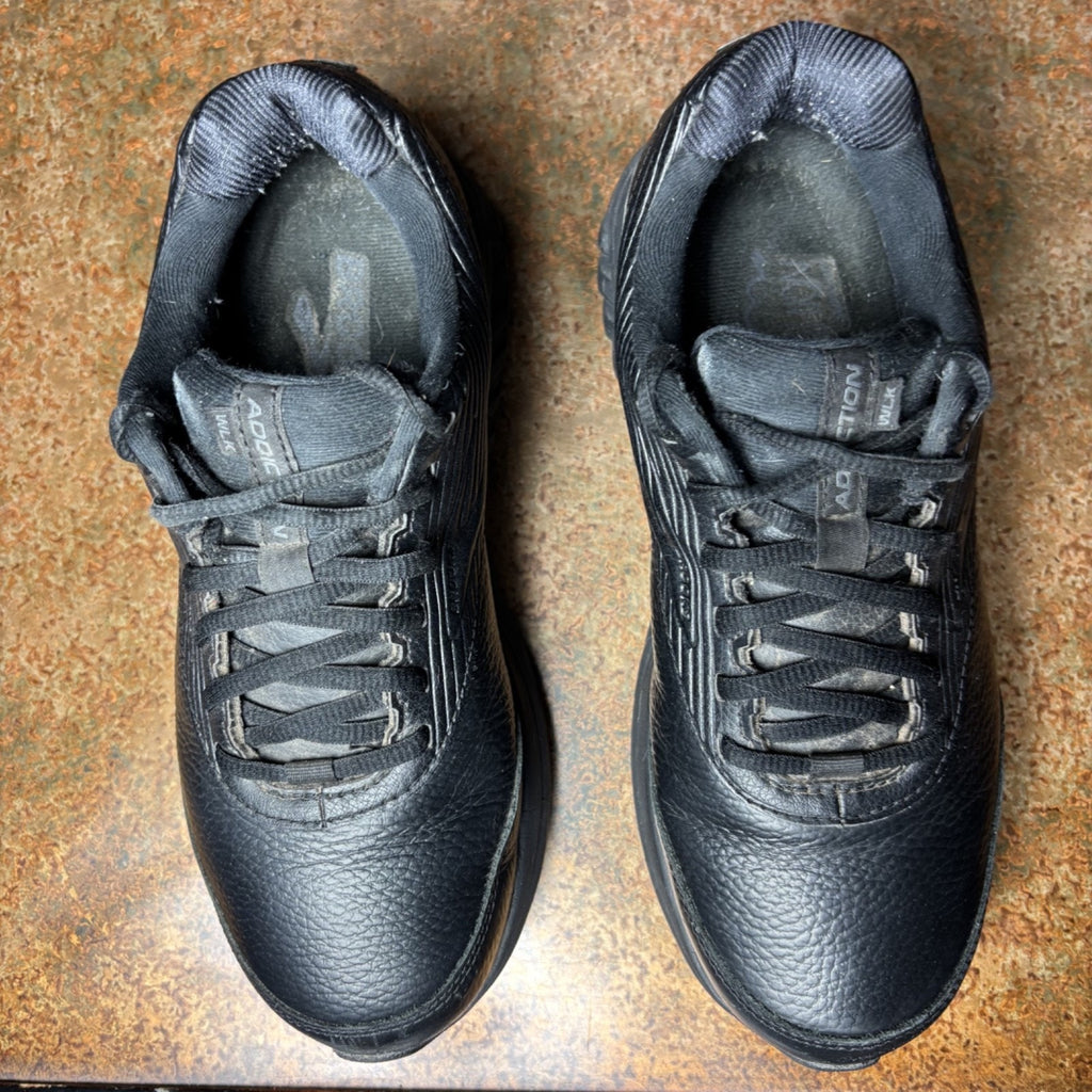 Brooks Addiction Walker 2 Shoes Womens 8.5 D Wide Black Leather Comfort Sneakers