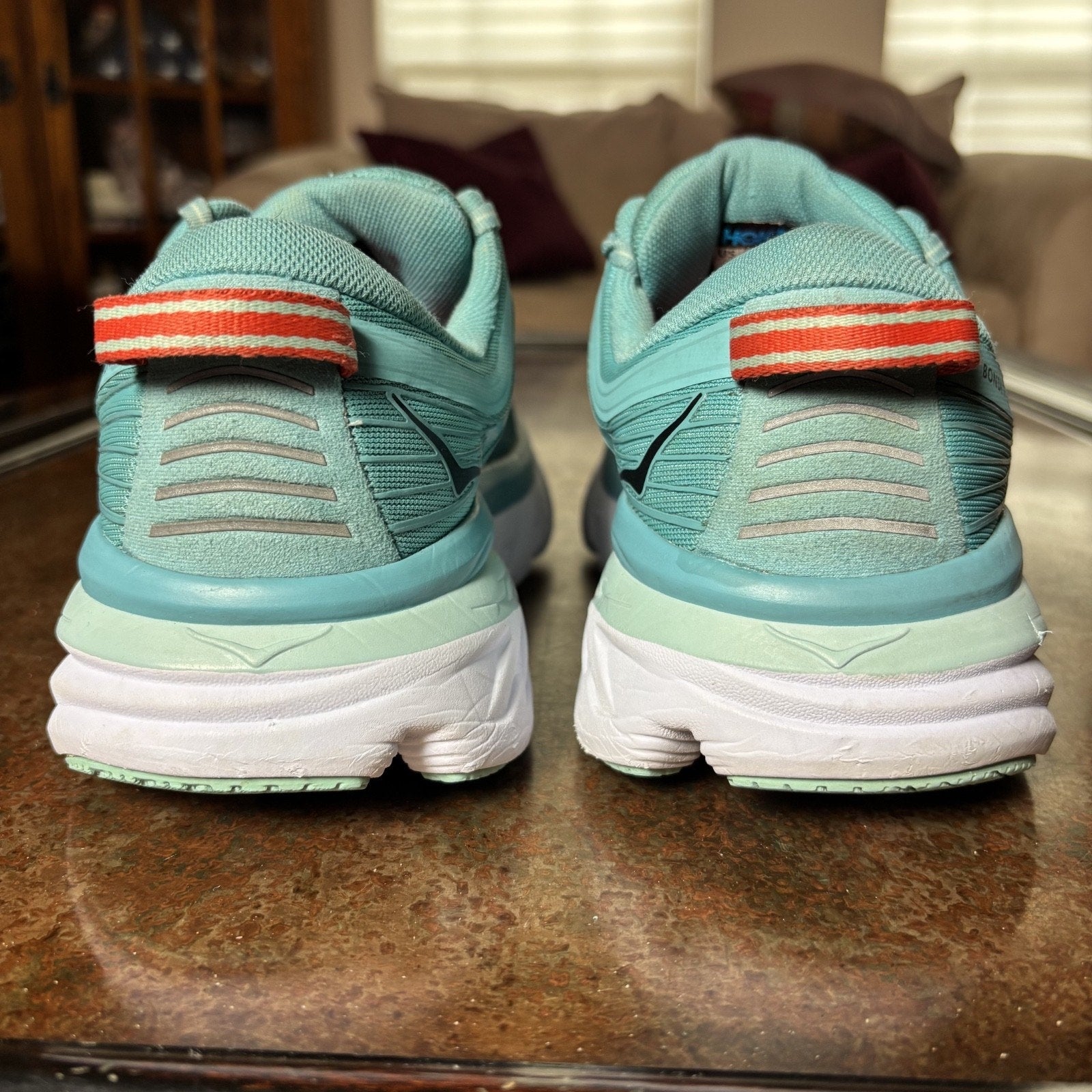 Hoka One One Bondi 7 Shoes Womens Size 9 Blue Road Running Athletic Gym Sneakers